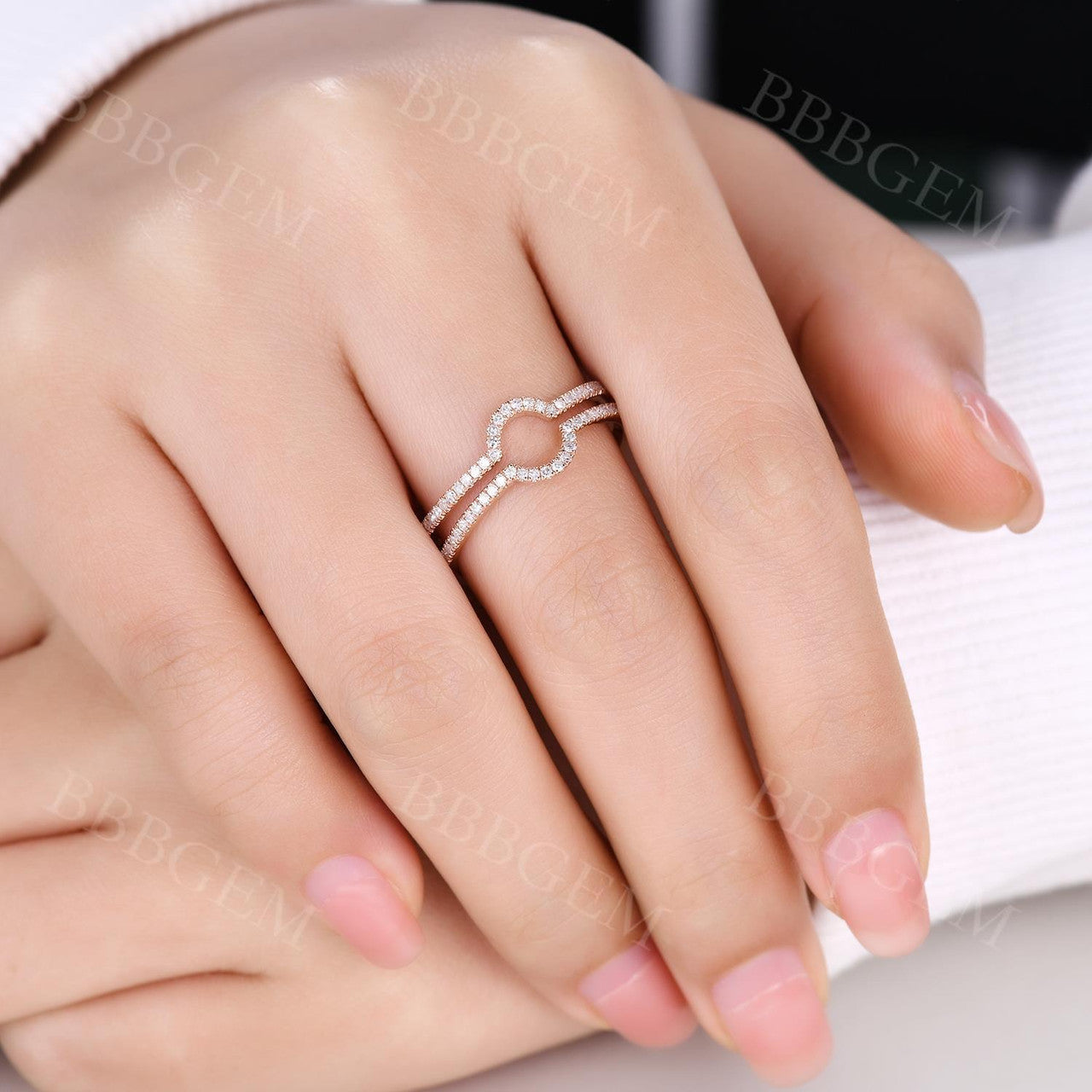 Elegant Open Shank Diamond Fashion Ring - Double Band Euro Shank Enhancer Ring for Women | Perfect for Weddings, Anniversaries & Special Occasions