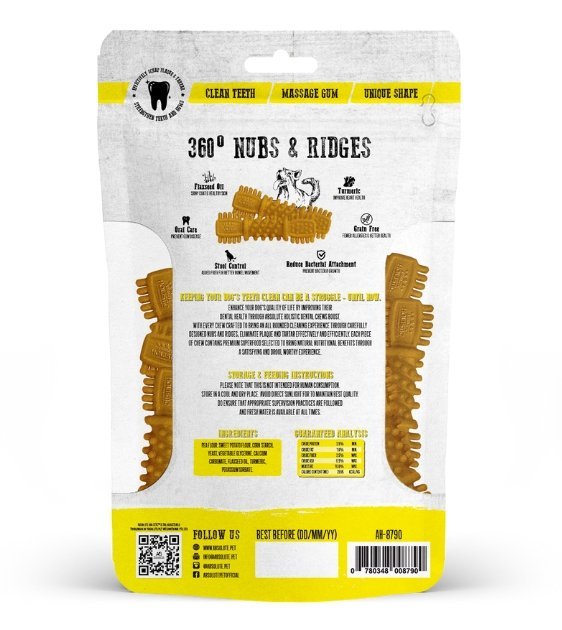 Absolute Holistic Petite Dental Dog Chews with Turmeric - Natural Teeth Cleaning Treats for Small Dogs - Perfect for Dental Care & Anxiety Relief
