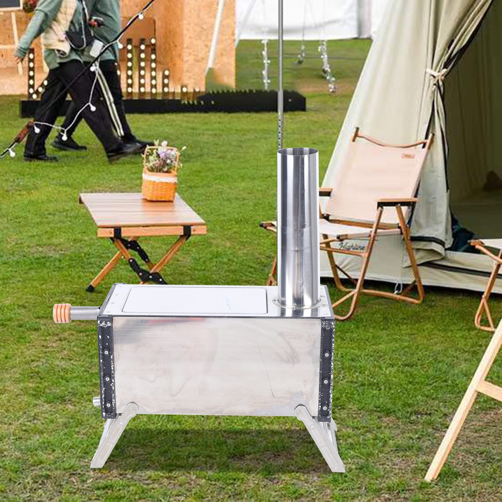 Portable Camping Stove with Retractable Chimney Pipe - Stainless Steel Wood Burning Backpack Stove for Outdoor Shelters, Tents & Survival - Perfect for Hiking, Emergency Preparedness & Off-Grid Adventures