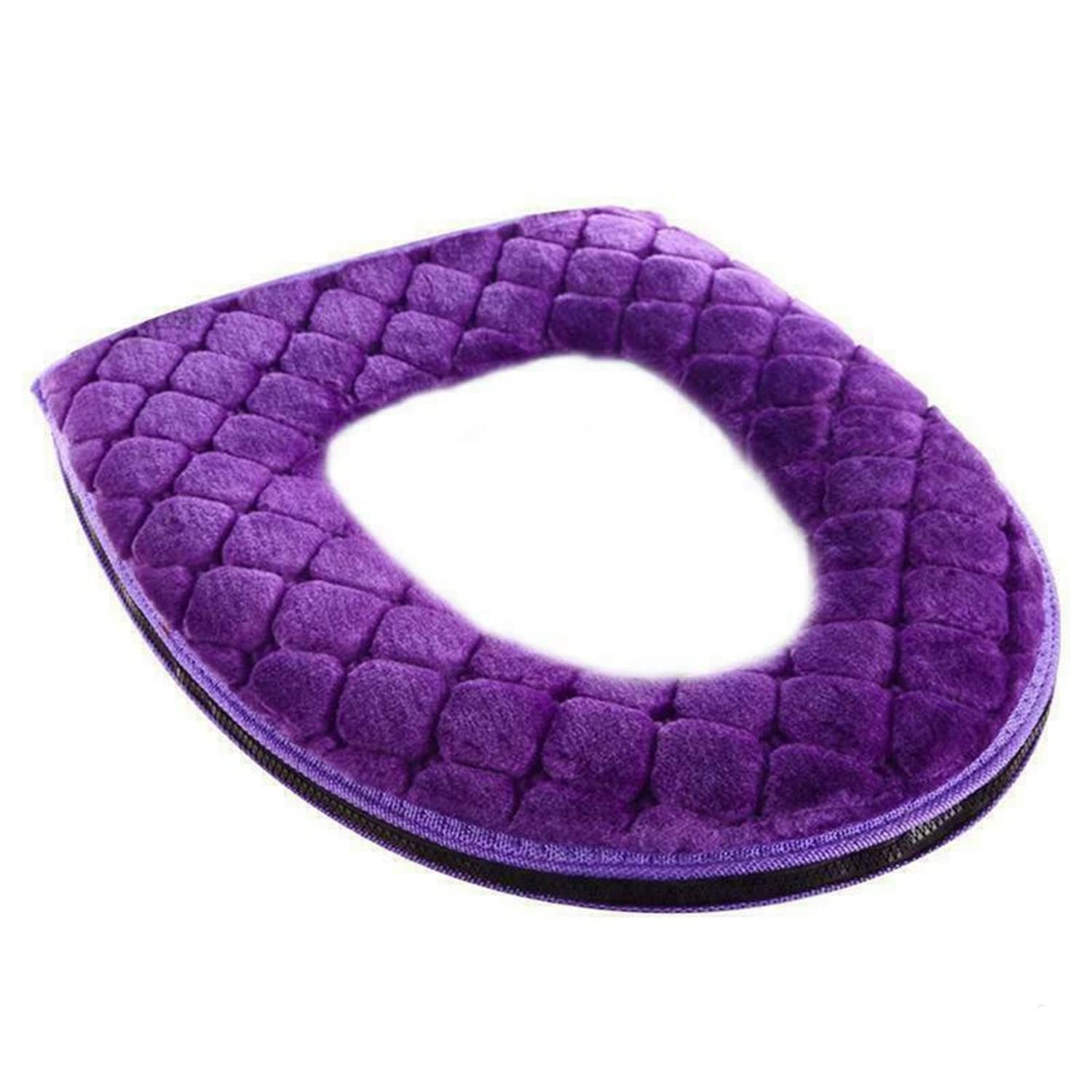 SUNTIRC Soft Washable Toilet Seat Cover Pads - Warm & Comfortable Bathroom Toilet Seat Covers for All Seasons, Purple - Perfect for Home, Office, and Travel Use