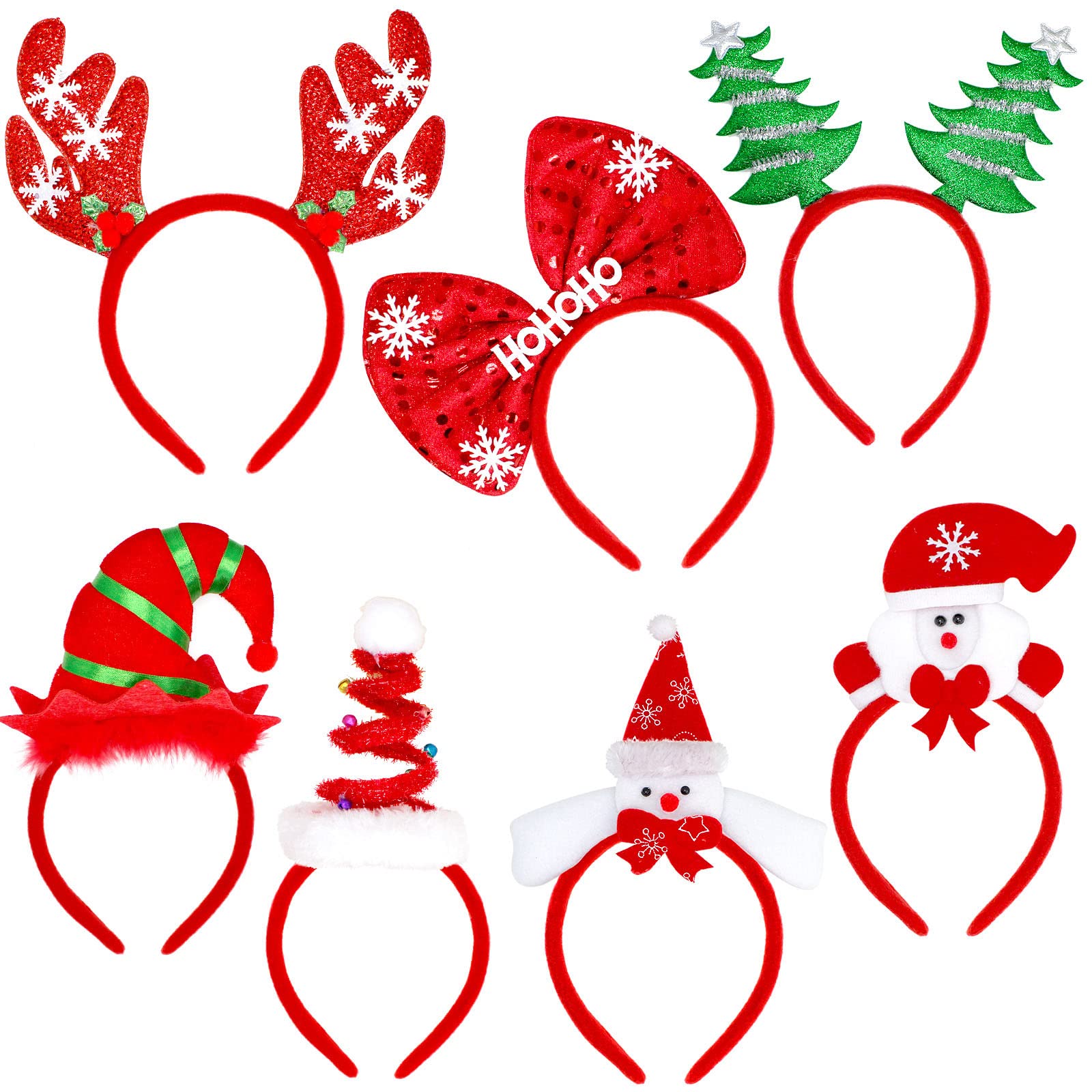 7 Pack Christmas Headbands for Women, Girls & Kids - Festive Holiday Hair Accessories for Xmas Party, Family Gatherings & Photo Shoots