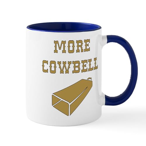 White/Navy Inside - More Cowbell Funny Music Mugs