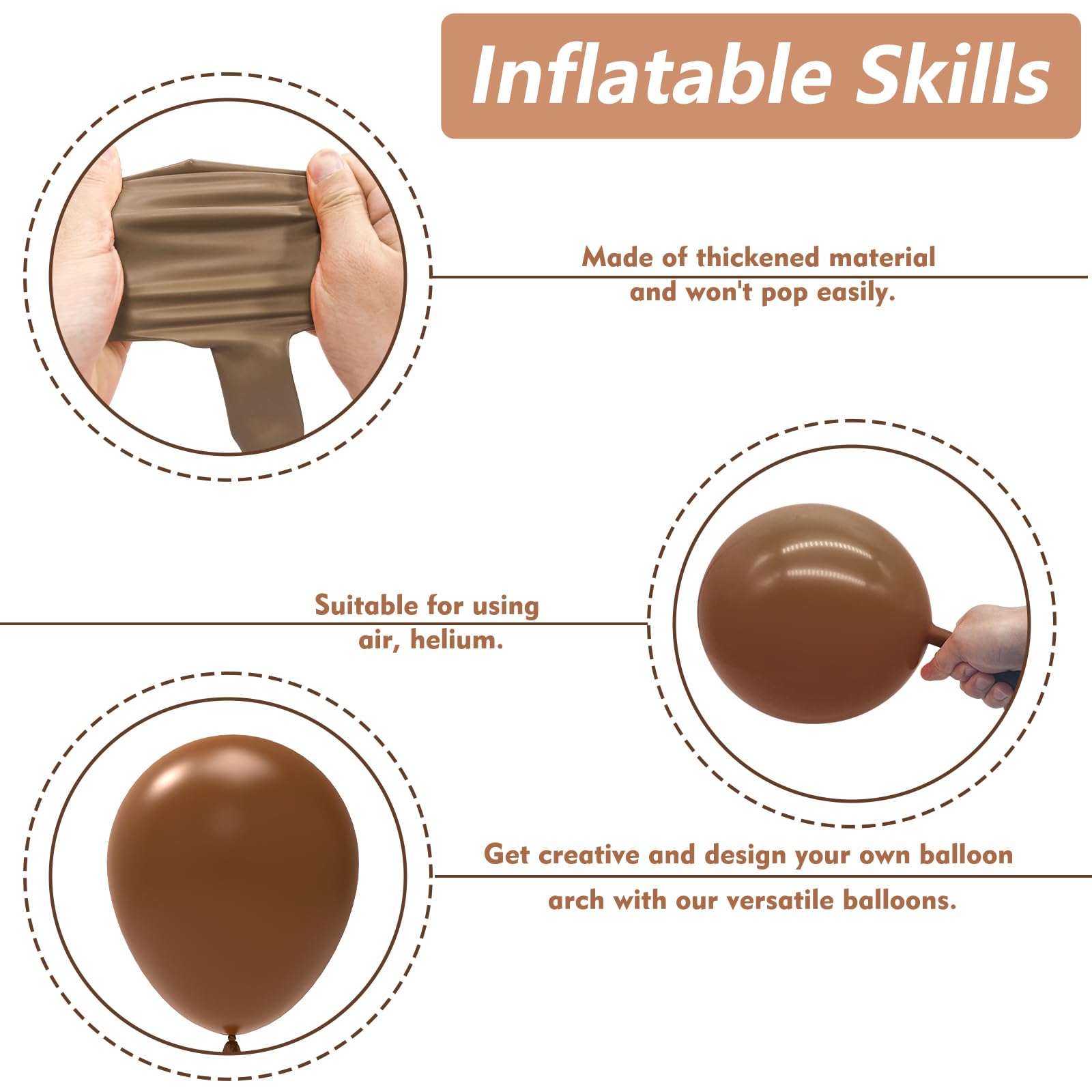 NISOCY 102PCS Brown Balloons Arch Garland Kit - 18In, 12In, 10In, 5In Dark Brown Balloons for Birthday, Wedding, Baby Shower, Jungle & Safari Party Decorations | Perfect for Indoor & Outdoor Events, Photo Backdrops, and Themed Celebrations