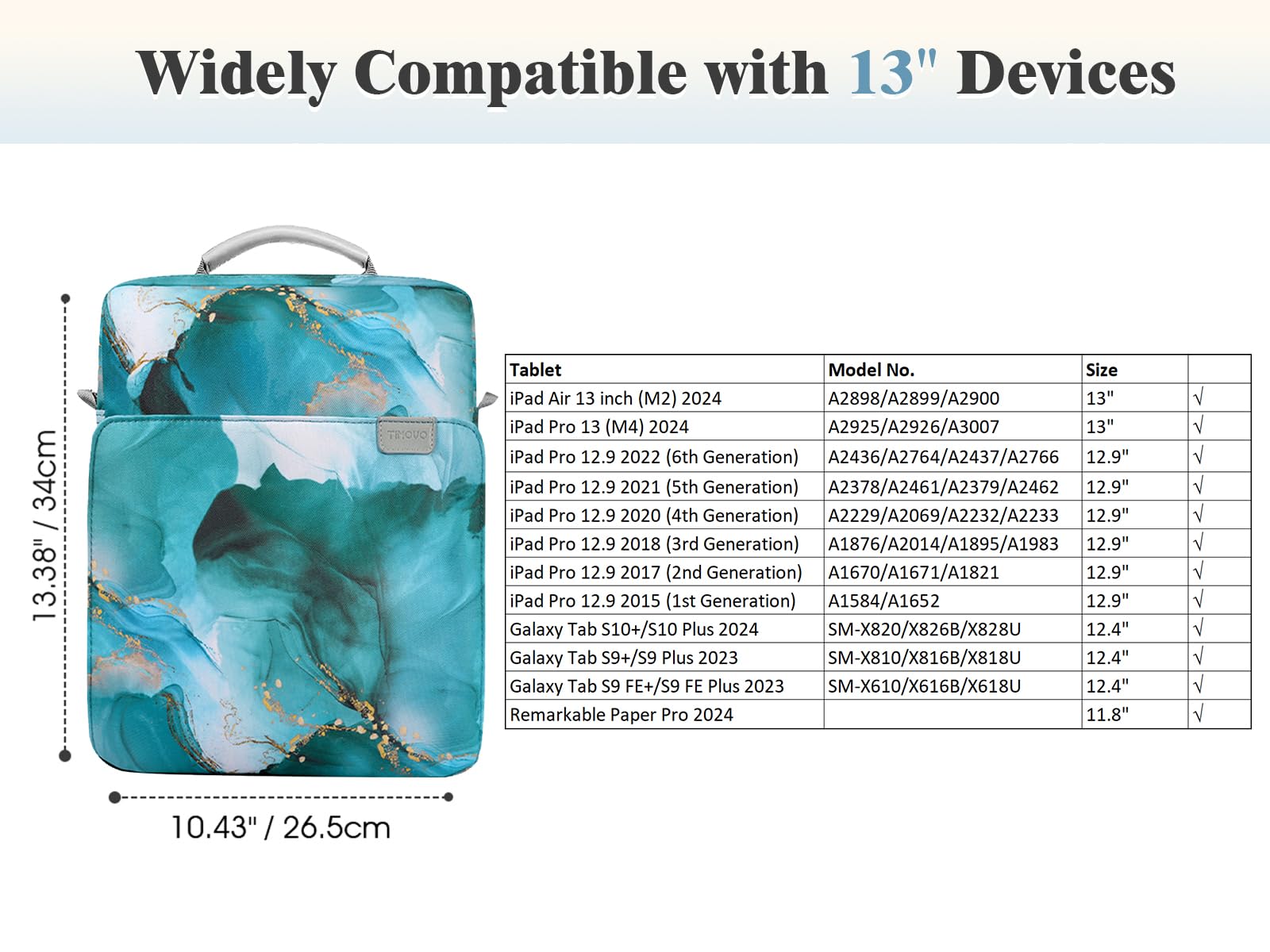 TiMOVO 13 Inch Tablet Sleeve Bag with Adjustable Shoulder Strap - Compatible with iPad Air 13