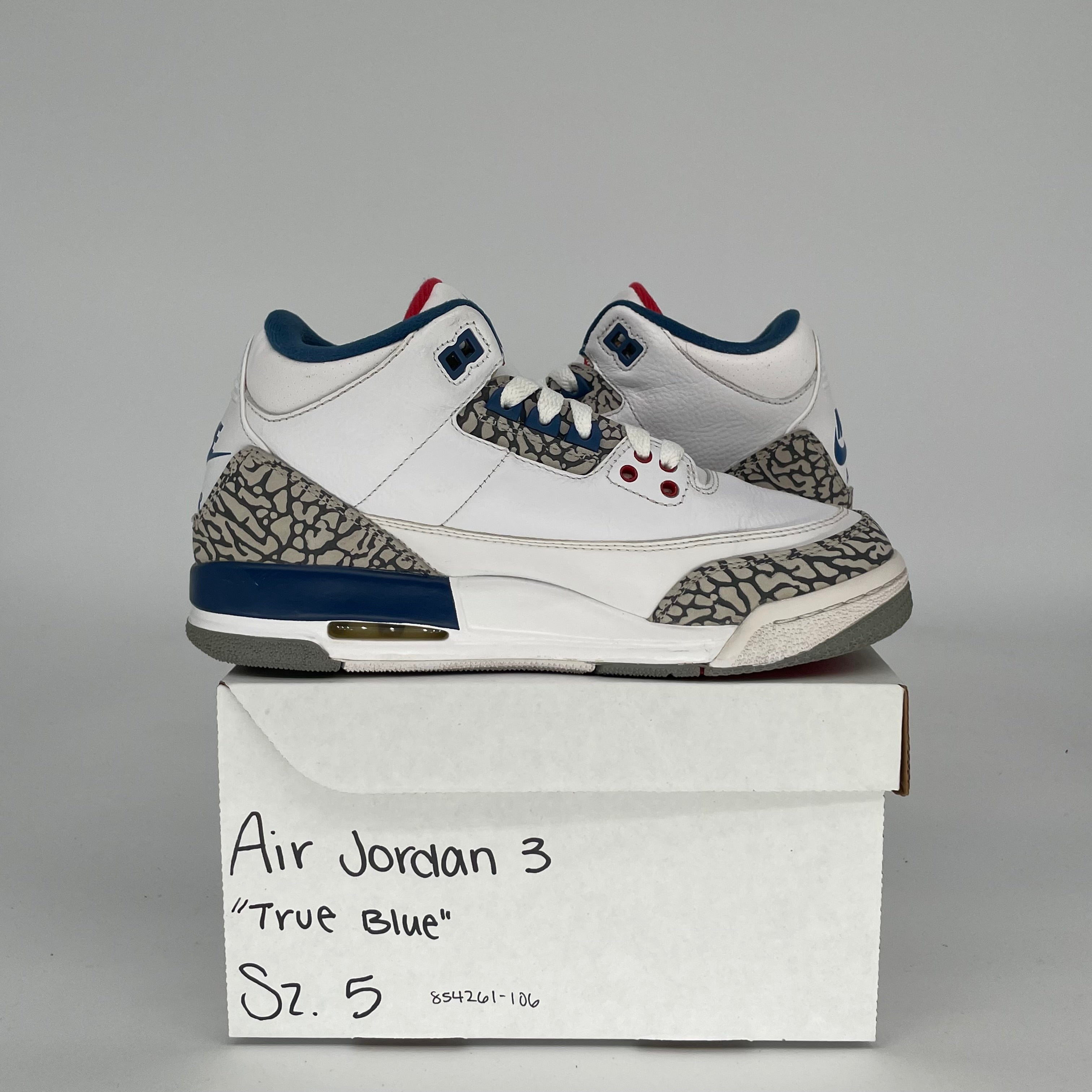 Air Jordan 3 True Blue Kids' Basketball Shoes Size 5Y (854261-106) - Perfect for School, Sports & Casual Wear