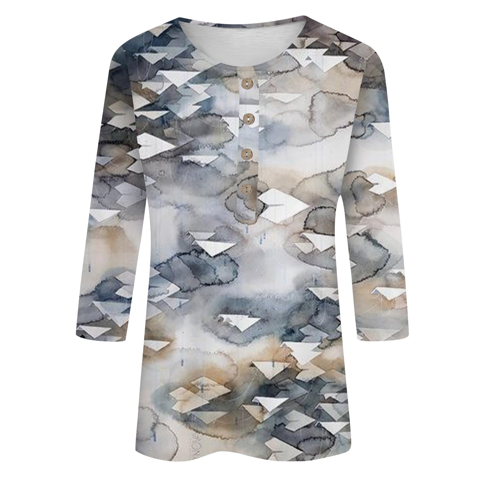 Trendy Women's 3/4 Sleeve Graphic Tops - 2024 Summer Casual Tunic Blouses & Cute Basic Tees for Work, Date Night & Weekend Outfits