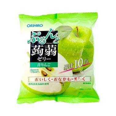 ORIHIRO Purunto Konnyaku Konjac Jelly - Green Apple Flavor | Low Calorie Japanese Snack | 24 Bags (144 Pieces Total) | Perfect for Weight Loss, Keto Diet & Healthy On-the-Go Snacking