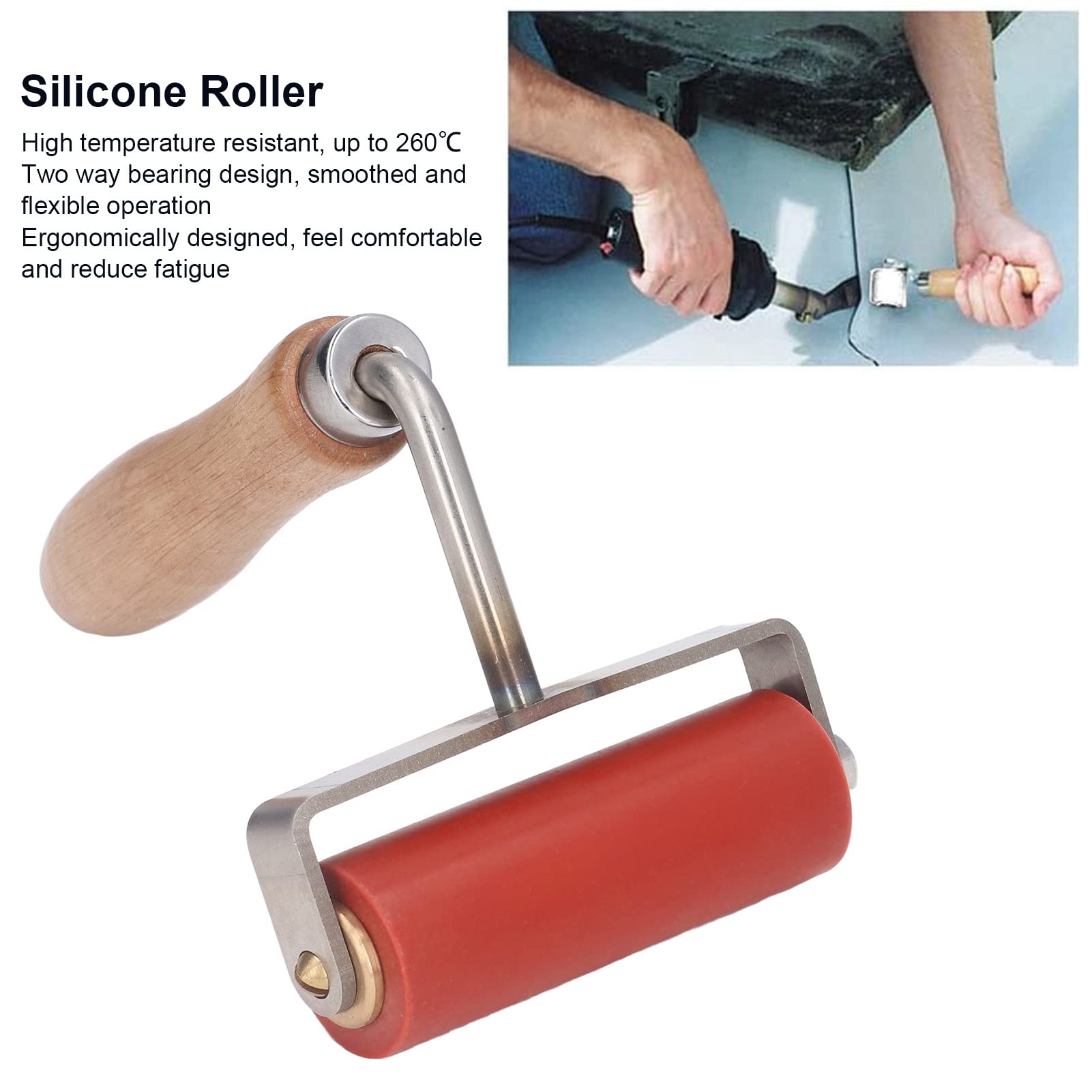 90mm 75 Degree Bend Silicone Hand Press Seam Roller - Heat Resistant up to 260℃ - Professional Roofing Roller & PVC Welding Tool for Waterproofing, Flooring & DIY Projects