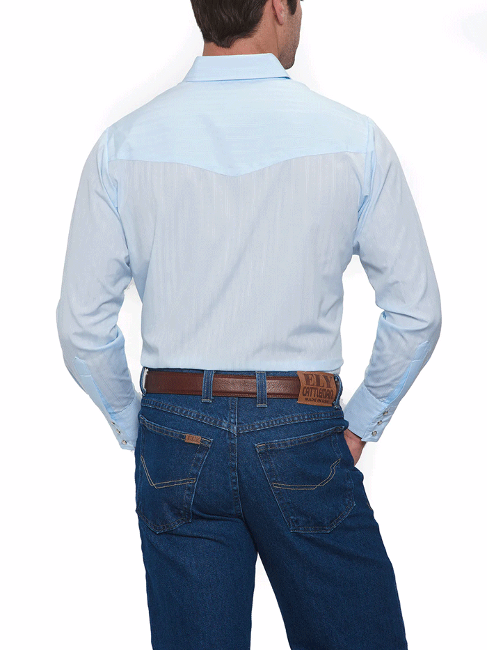 Ely Cattleman 15201934 82 Men's Long Sleeve Western Shirt - Tone on Tone Tonal Blue Plaid - Perfect for Rodeo, Country Music Festivals & Casual Wear