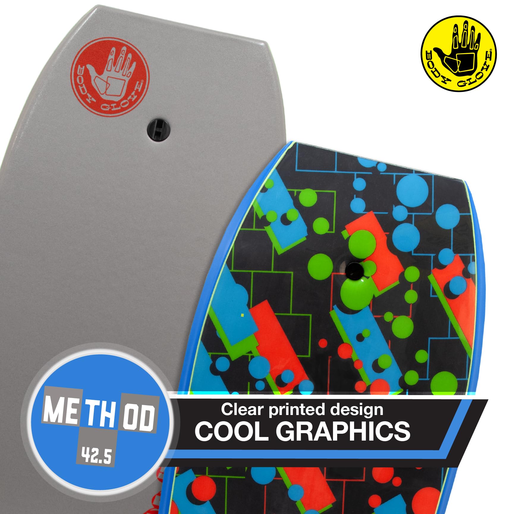 Body Glove Method 42.5 Inch Bodyboard - EPS Core, HDPE Slick, Crescent Tail with Leash for Men, Women & Kids - Perfect for Beach Waves, Surfing & Water Sports (42.5 INCH)