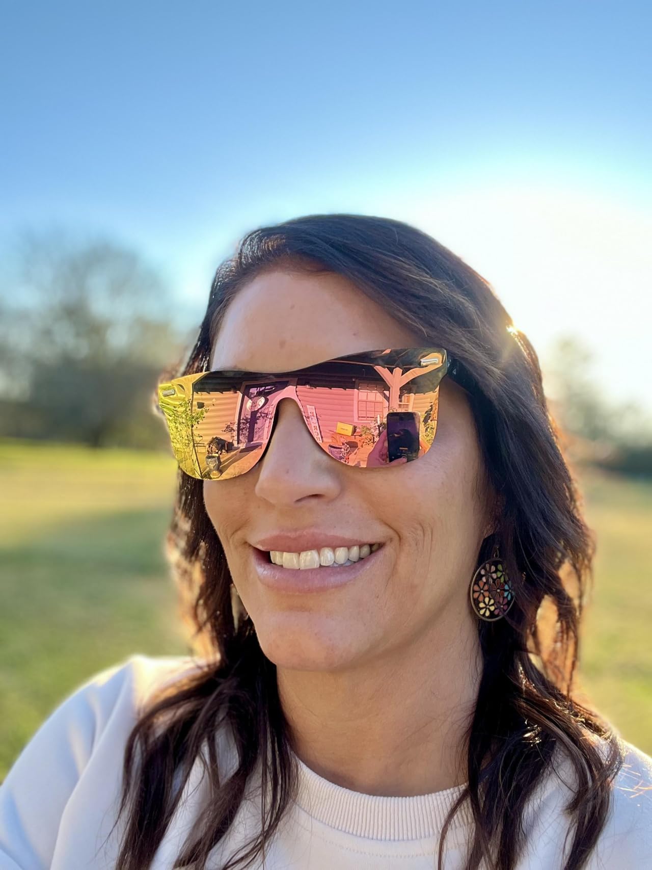 FEISEDY Trendy Rimless Mirrored One Piece Lens Sunglasses - UV Protection Reflective Aviator Style Sun Glasses B4114 for Women & Men | Perfect for Driving, Beach, Outdoor Activities & Fashion Accessories