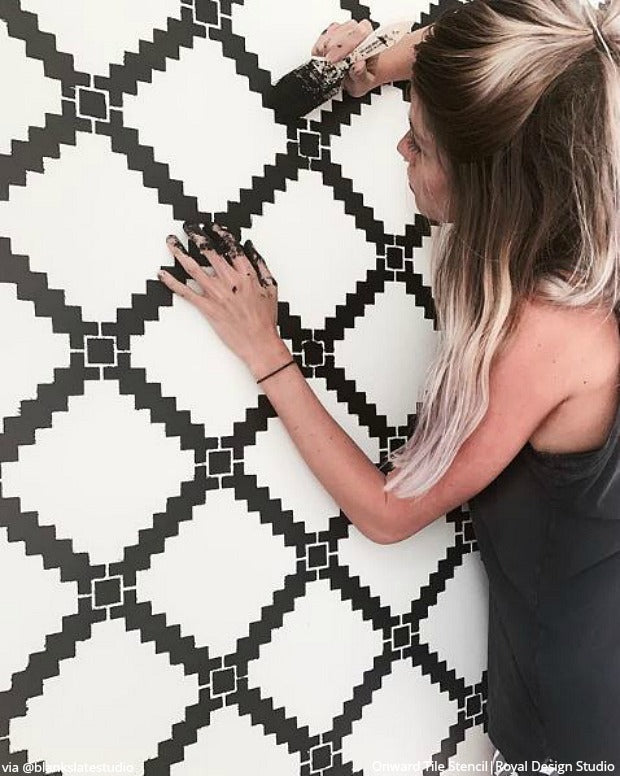Onward Allover Tile Stencil - Reusable DIY Wall & Floor Stenciling Kit for Home Decor, Bathroom & Kitchen Renovation - Perfect for Creating Custom Patterns on Tiles, Walls & Furniture