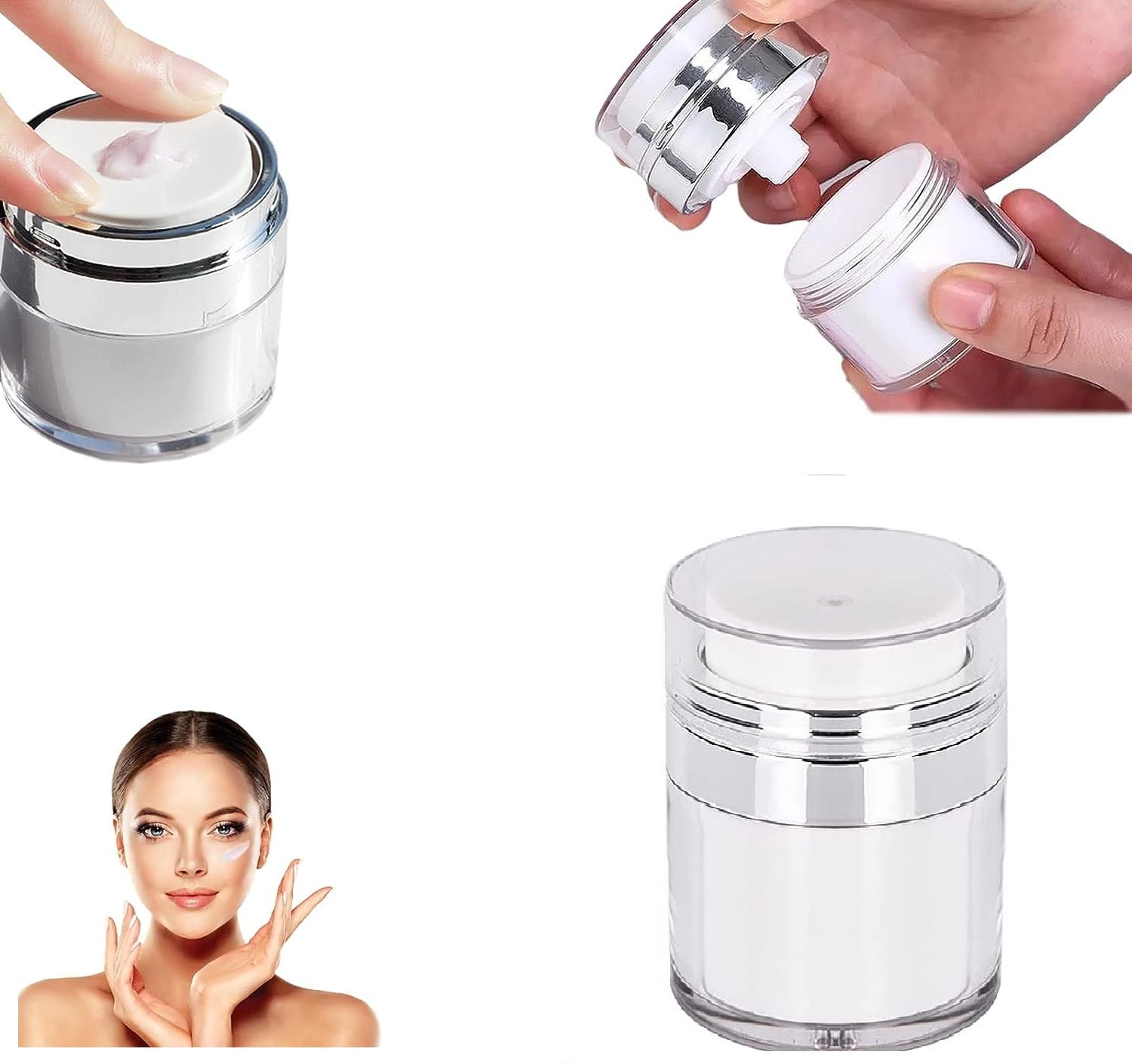 30ML Airless Cosmetic Jars with Press Pump - Refillable Leak-Proof Travel Containers for Creams, Serums & Makeup | Perfect for Skincare, Beauty Products & On-the-Go Use