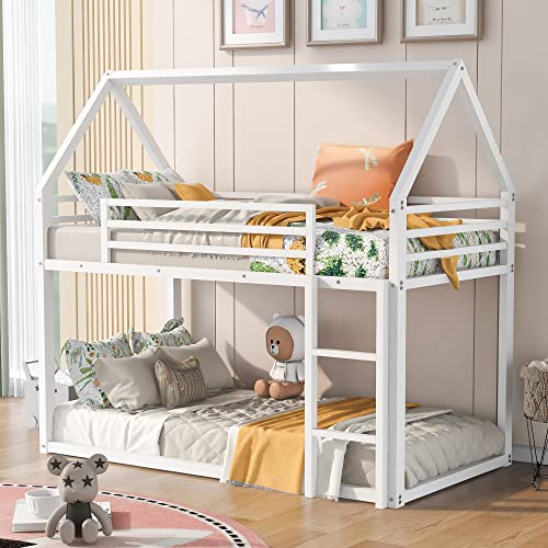 White-metal House Bunk Bed