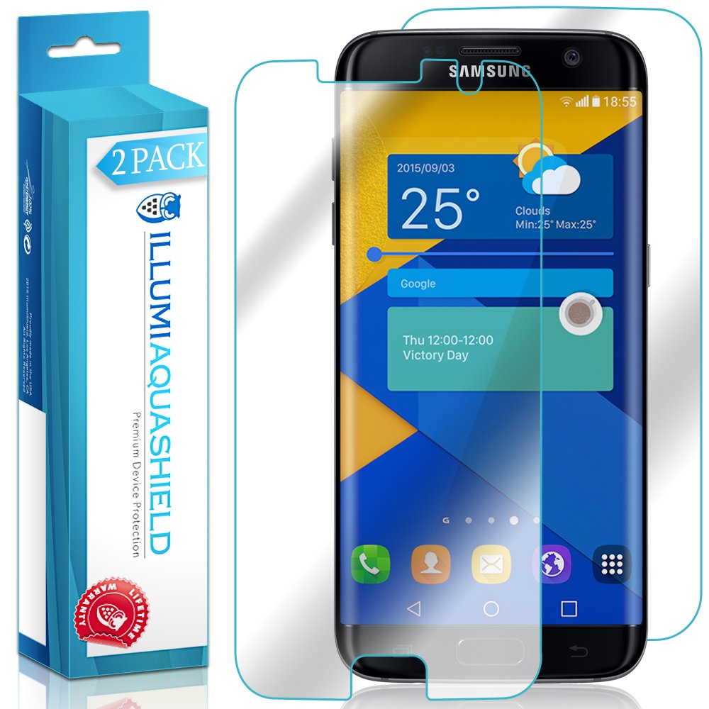 2-Pack ILLUMI AquaShield HD Clear TPU Film Screen Protector for Samsung Galaxy S7 Edge | Front & Back Protection | Bubble-Free Installation | Perfect for Outdoor Activities & Daily Use