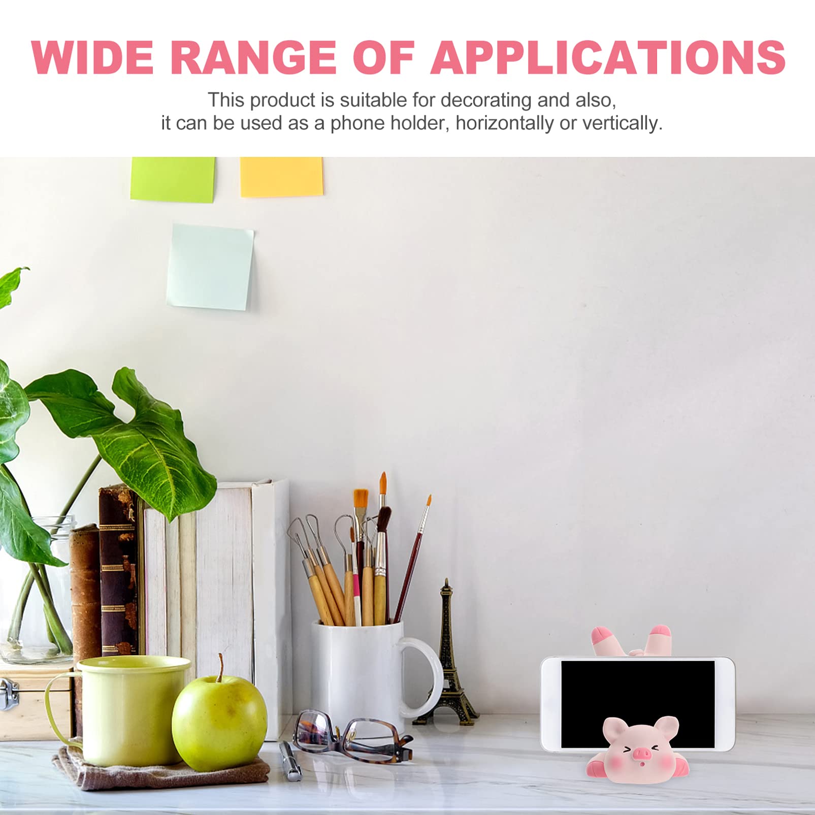KESYOO Adjustable Pink Pig Phone Stand - Cute Animal Desktop Cell Phone Holder for iPhone, Samsung, Business Cards & Glasses | Perfect for Office, Home & Travel
