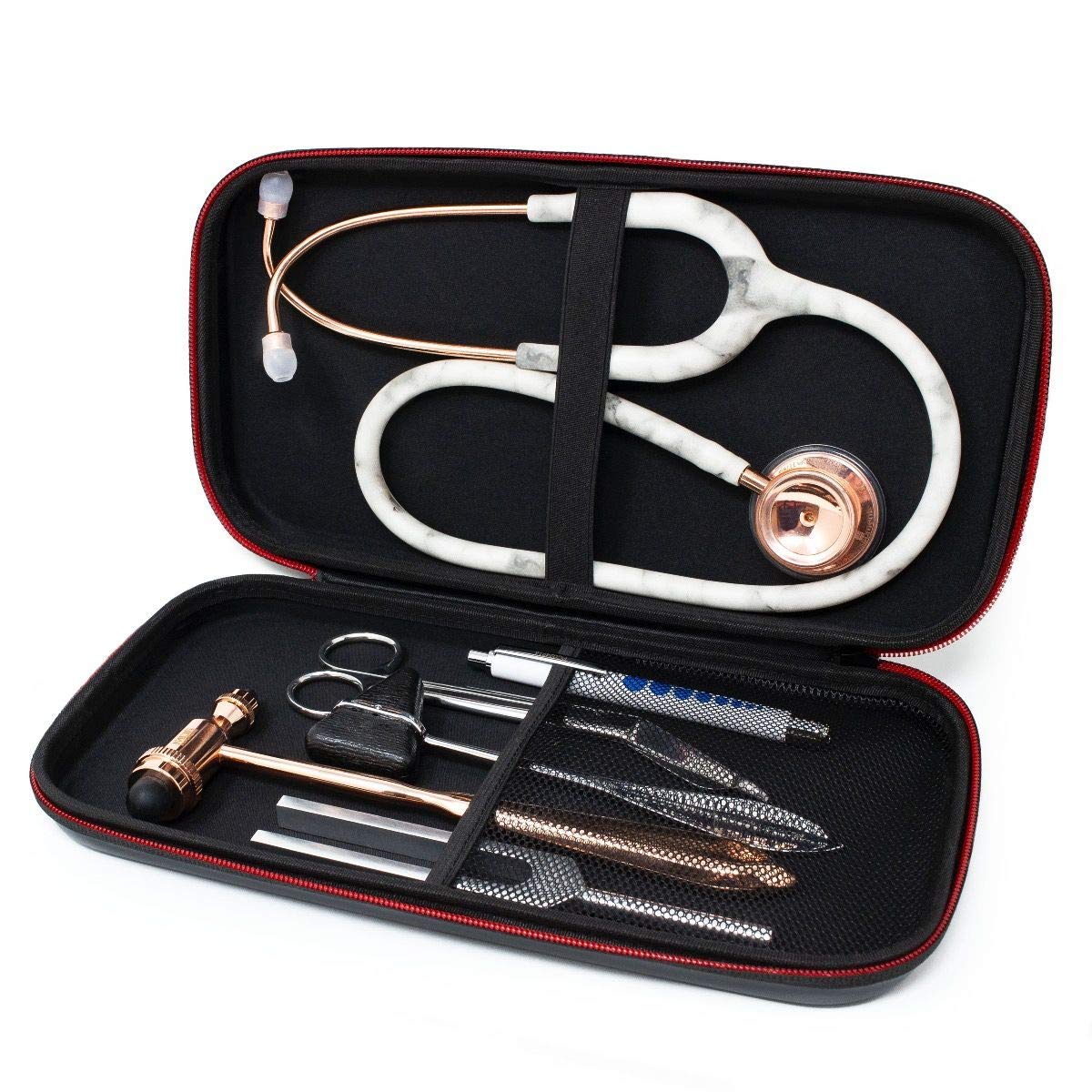 MDF Instruments Hard Travel Carrying Case with Mesh Pocket - Medium Size Medical Organizer for Stethoscopes, Reflex Hammers & Sphygmomanometers | Fits MD One & Acoustica Models | Perfect for Doctors, Nurses & Healthcare Professionals (MDFSCM12) | Ideal for Hospital Rounds, Home Visits & Medical Travel