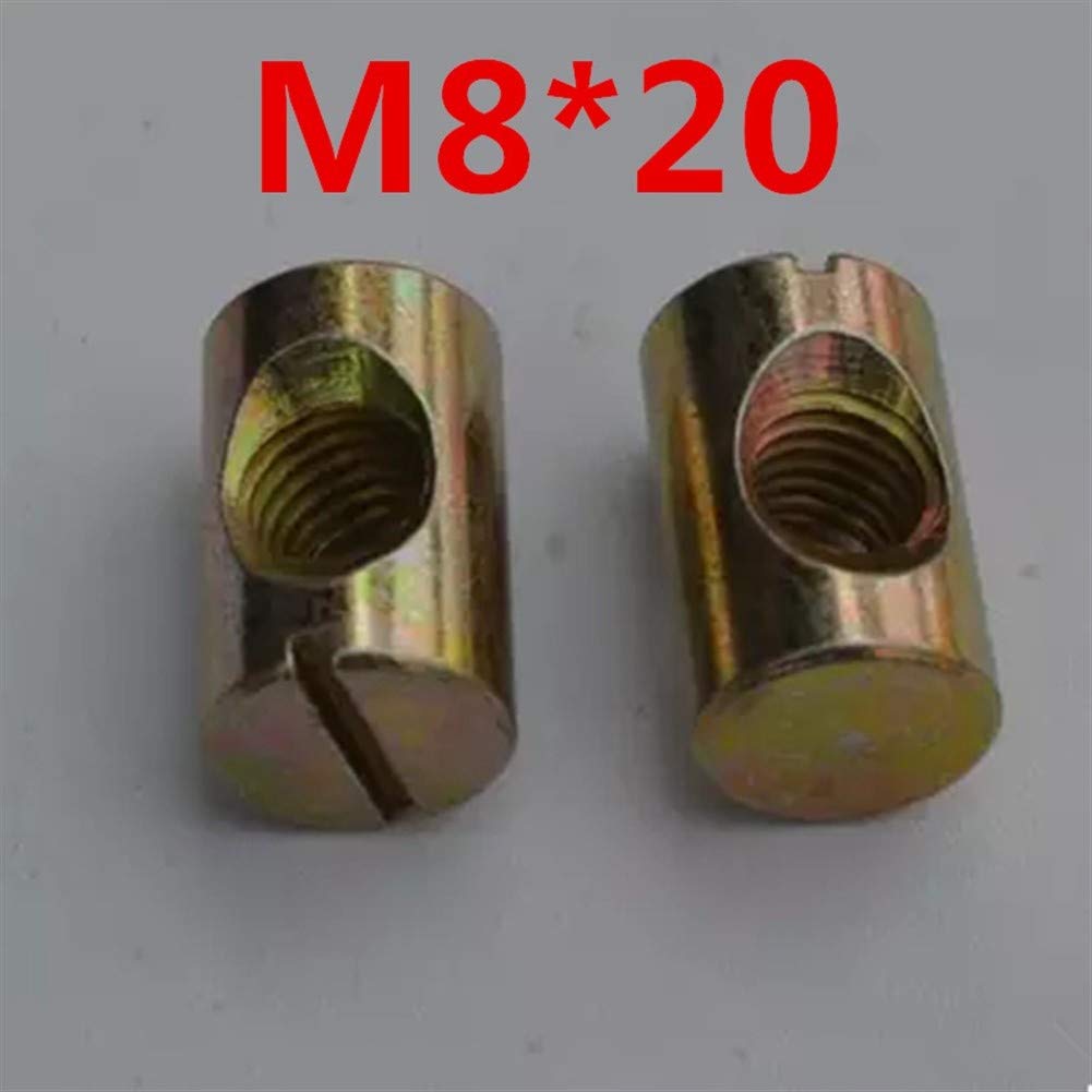 10pcs M8x20 Barrel Nuts with Cross Dowel Pins & Slotted Nuts - Furniture Hardware for Beds, Cribs, Chairs - Horizontal Hole Hammer Insert Nuts for DIY Assembly & Repair