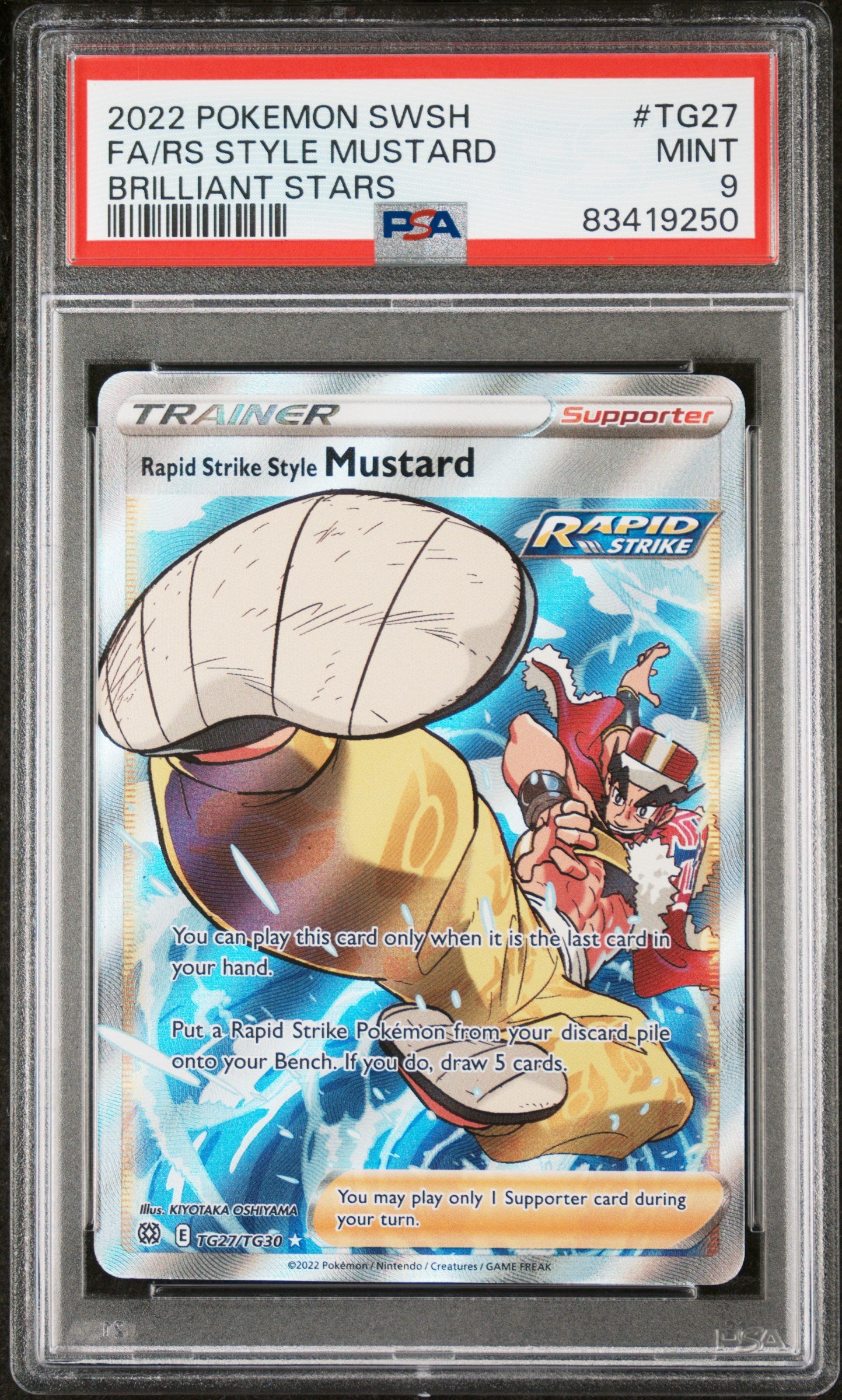 Pokemon FA Rapid Strike Style Mustard TG27/TG30 Brilliant Stars SWSH 2022 PSA 9 Graded Card - Perfect for Collectors & Pokemon TCG Battles
