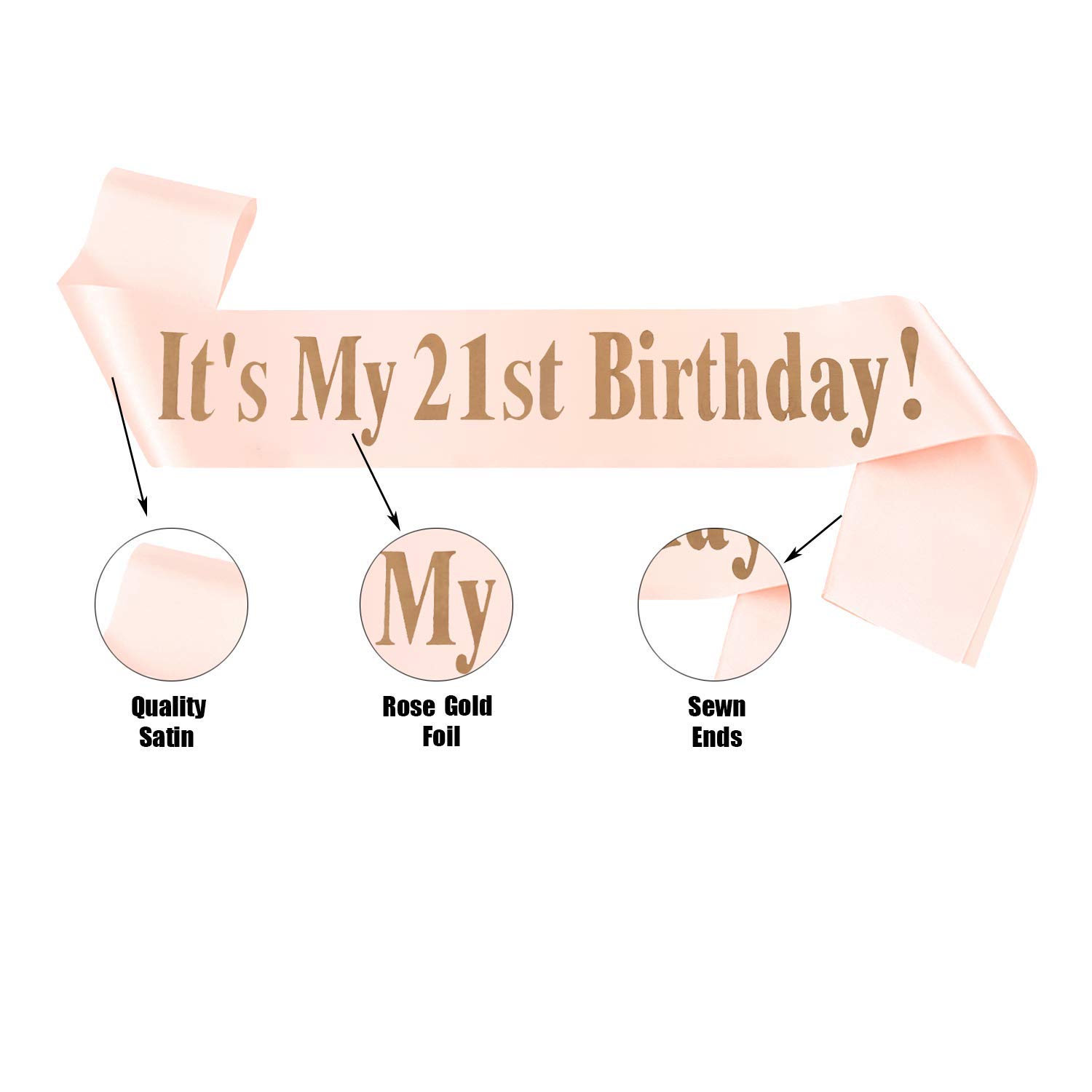 21st Birthday Girl Sash & Rhinestone Tiara Set - Rose Gold Glitter Headband & Crown for Women's Milestone Party | Perfect for 21st Birthday Celebrations, Bachelorette Parties & Special Occasions