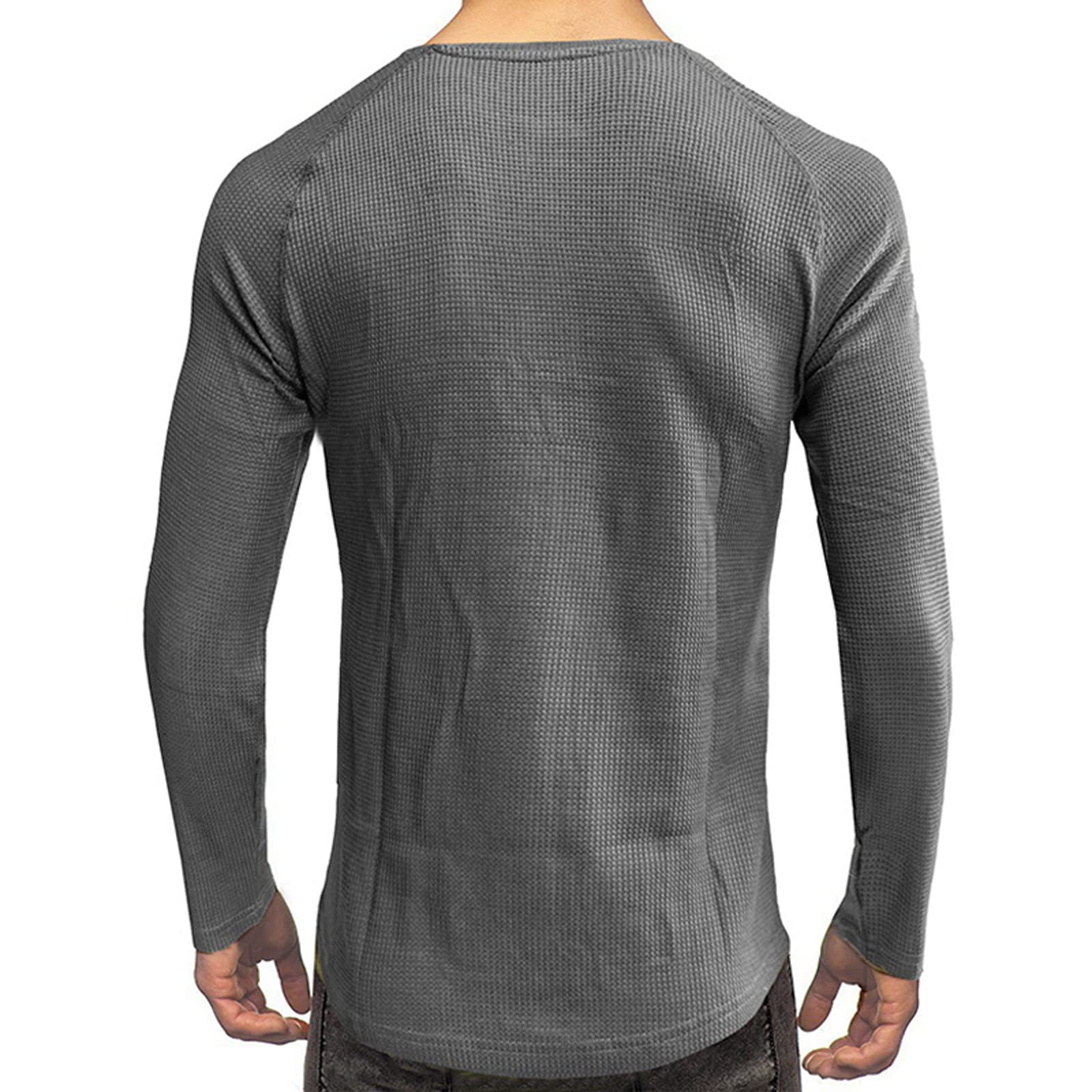 Men's Slim Fit Long Sleeve Henley Shirt - Waffle Knit Crewneck Pullover Top with Front Placket | Casual Wear, Layering & Outdoor Activities