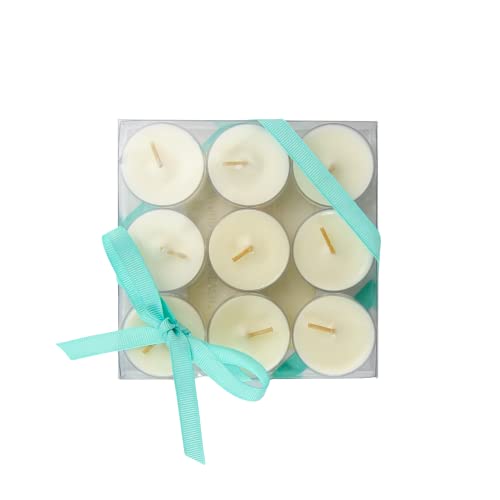 Lemon Blossom Scented Tea Light Candles - 9 Pack in Gift Box with Ribbon & Bow, Essential Oil Infused Small Candles for Home Decor, Wedding, Spa Relaxation & Aromatherapy