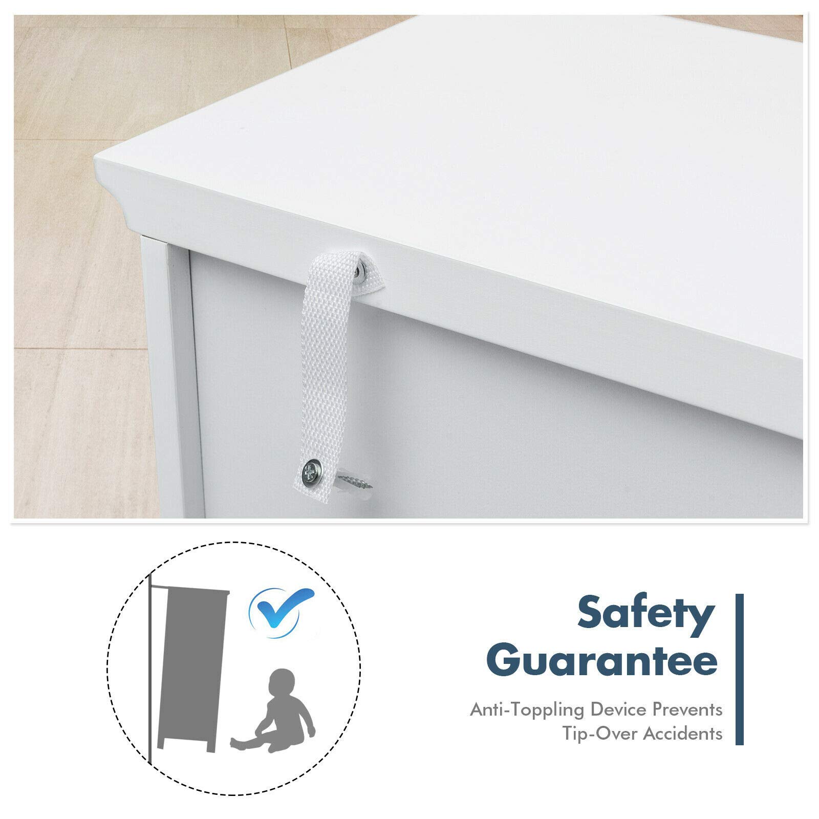 Modern Elegant Buffet Sideboard Table - White Wood Cabinet with 4 Drawers & 3-Tier Storage - Durable Sturdy Construction - Perfect for Dining Room, Living Room, or Entryway Storage Solution