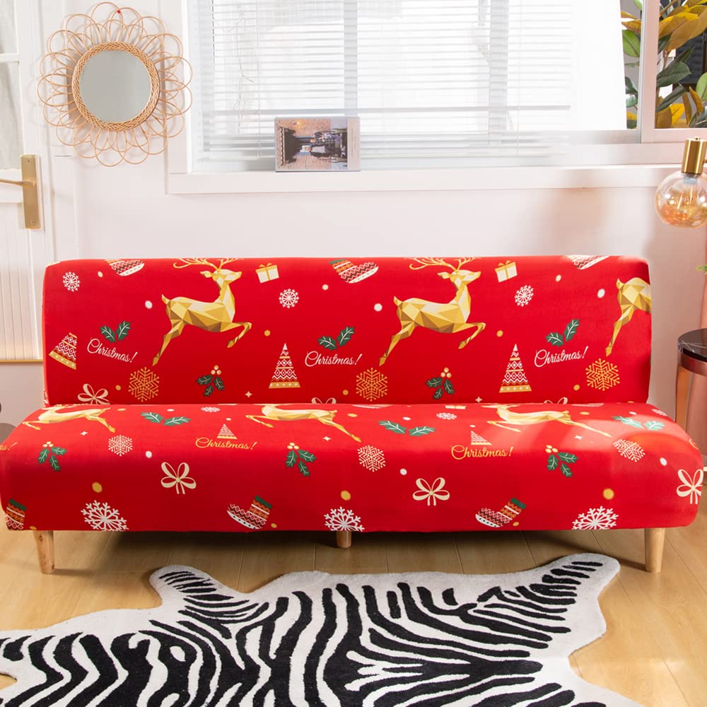 Beacon Pet Stretch Sofa Slipcover - Armless Futon Cover with Printed Design, Elastic Polyester Spandex Fabric, Washable Furniture Protector for Folding Couch - Perfect for Pet Owners, Living Room Decor & Home Protection