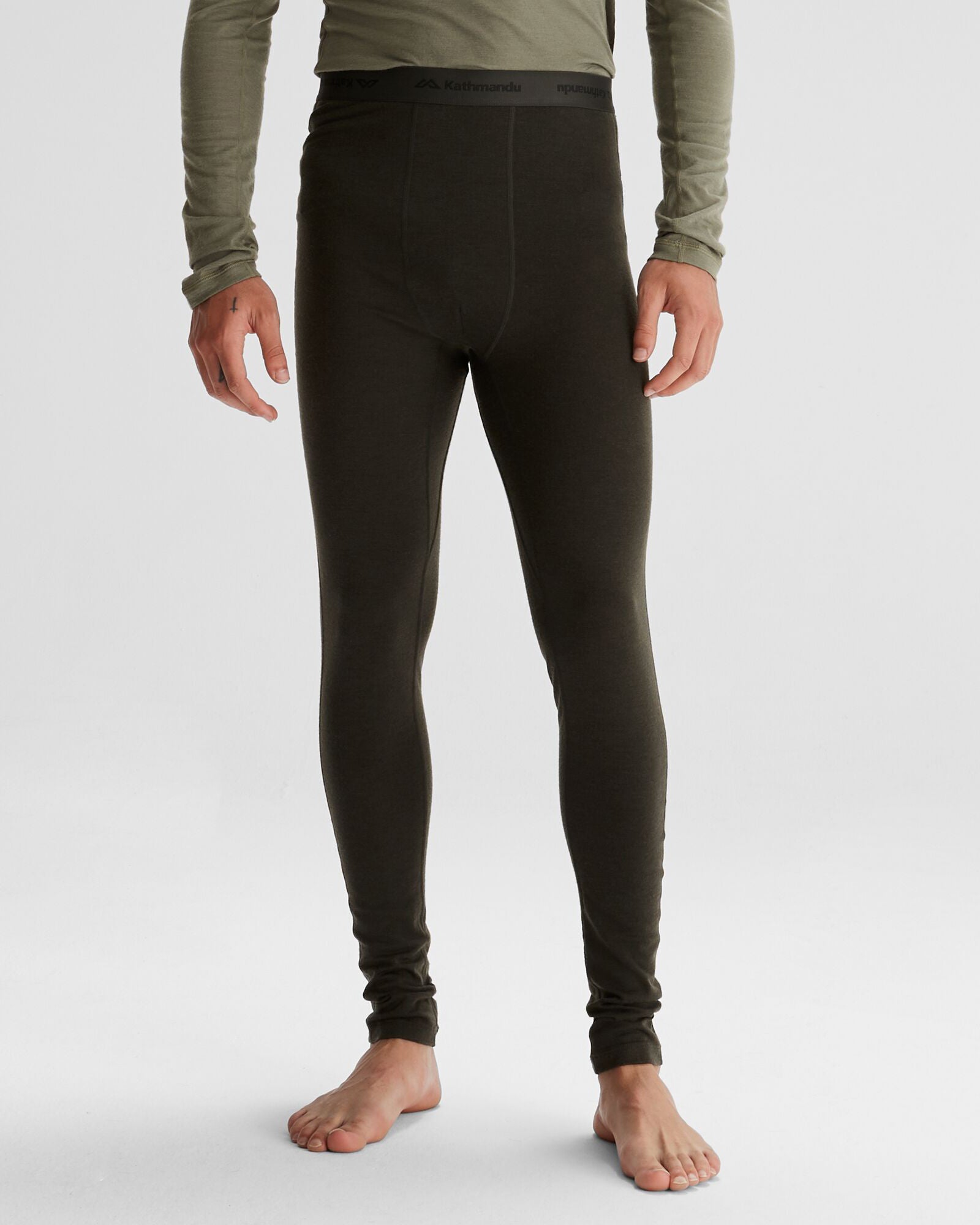 Men's K Merino 125 Baselayer Long Johns - Dark Moss | Premium Merino Wool Thermal Underwear for Cold Weather Hiking, Skiing & Winter Sports
