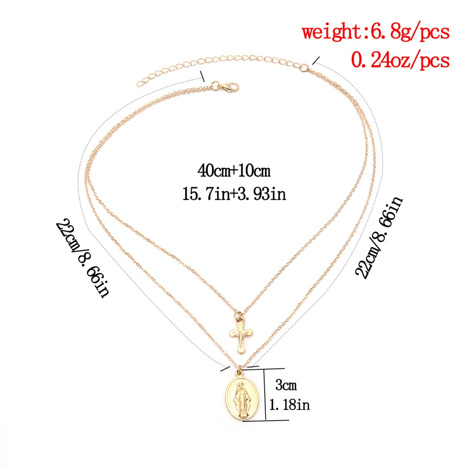 Layered Choker Necklaces for Women - Dainty Jesus Cross Pendant Chain Jewelry, 2-Layer Gold/Silver Necklace Set, Perfect Birthday Gift for Her - Ideal for Daily Wear, Parties & Special Occasions