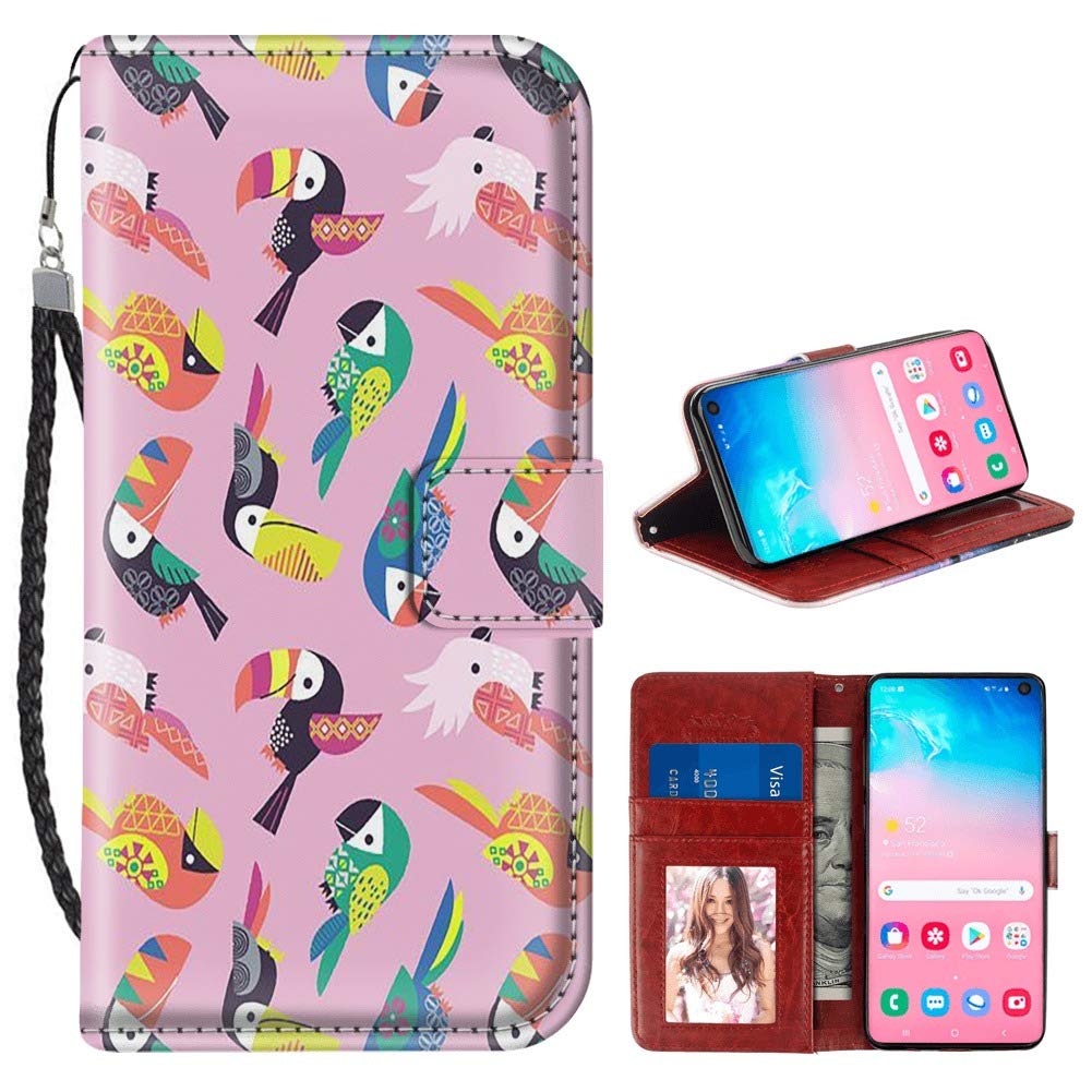 Samsung Galaxy S10 Wallet Case - PU Leather Card Holder with Kickstand & Wrist Strap | Slim Protective Phone Cover for Galaxy S10 | Perfect for Work, Travel & Everyday Use