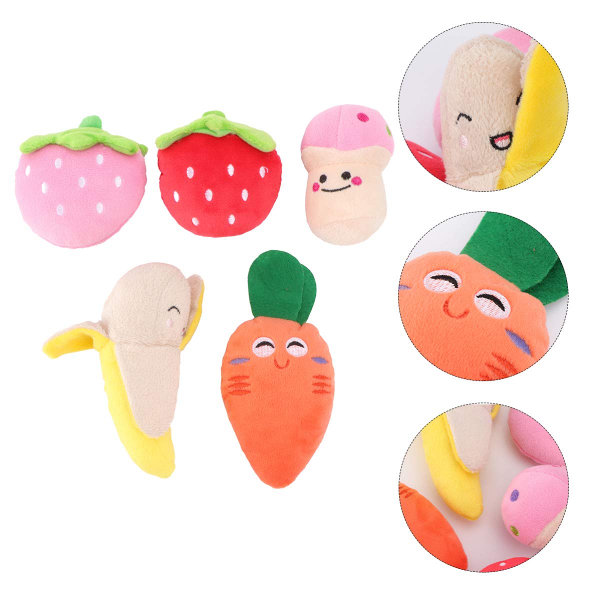 Balacoo 5PCS Squeaky Dog Toys - Cute Fruit & Vegetable Plush Chew Toys for Small & Medium Dogs - Perfect for Playtime, Training & Teething Relief