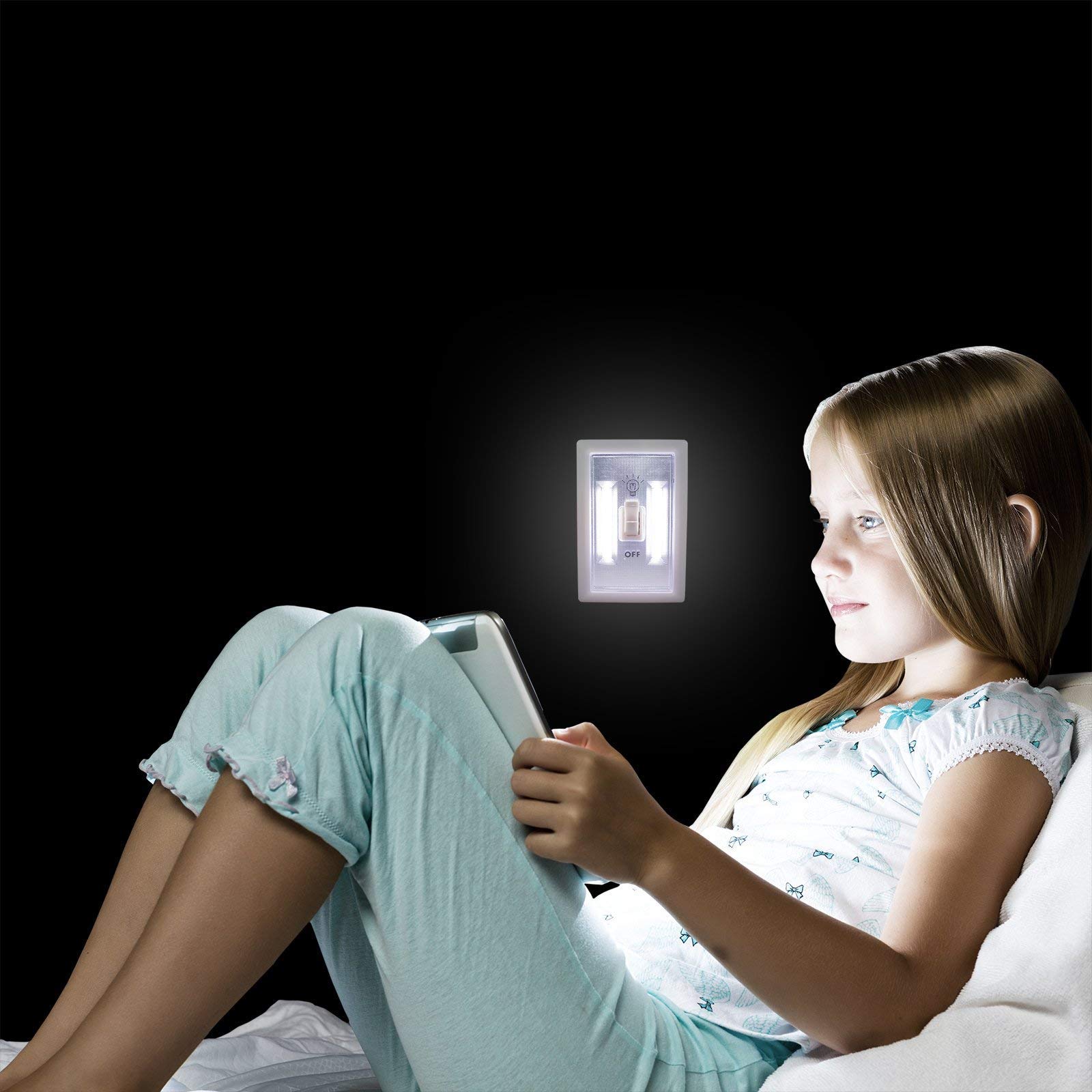 LitezAll COB LED Light Switch Night Light - 200 Lumen Wireless Wall Switch Light with Battery, 12 Pack (Batteries Included) - Perfect for Bedroom, Hallway, Staircase & Bathroom Night Lighting