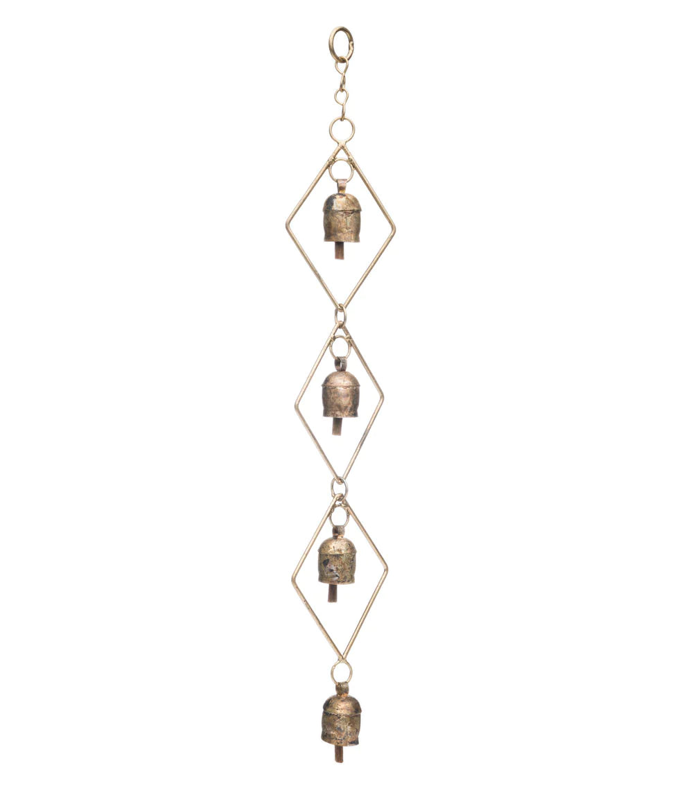 Elegant Diamond Bells Wind Chime - Handcrafted Outdoor Garden Decor for Patio, Porch & Backyard - Perfect for Relaxation & Feng Shui Harmony