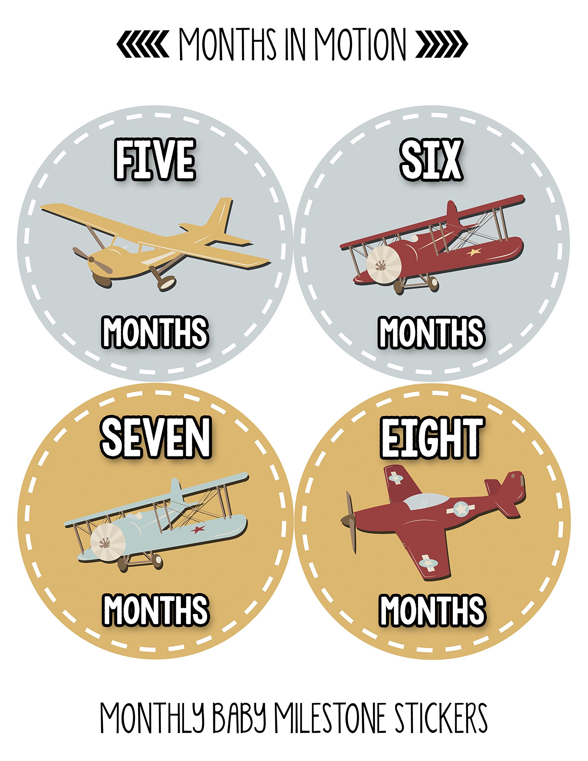 Baby Airplane Monthly Milestone Stickers for Boys - Track Growth & Memories