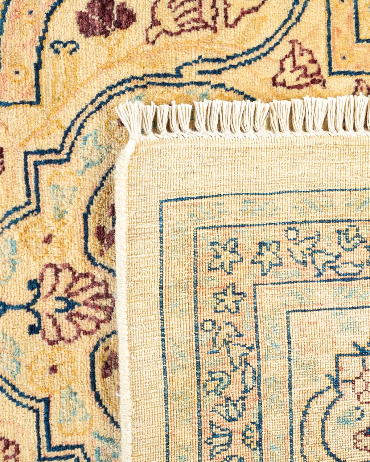 Handmade Wool Traditional Floral Mogul Ivory 6x9 Area Rug - Solo Rugs One of a Kind Hand Knotted - Perfect for Living Room, Bedroom & Home Decor