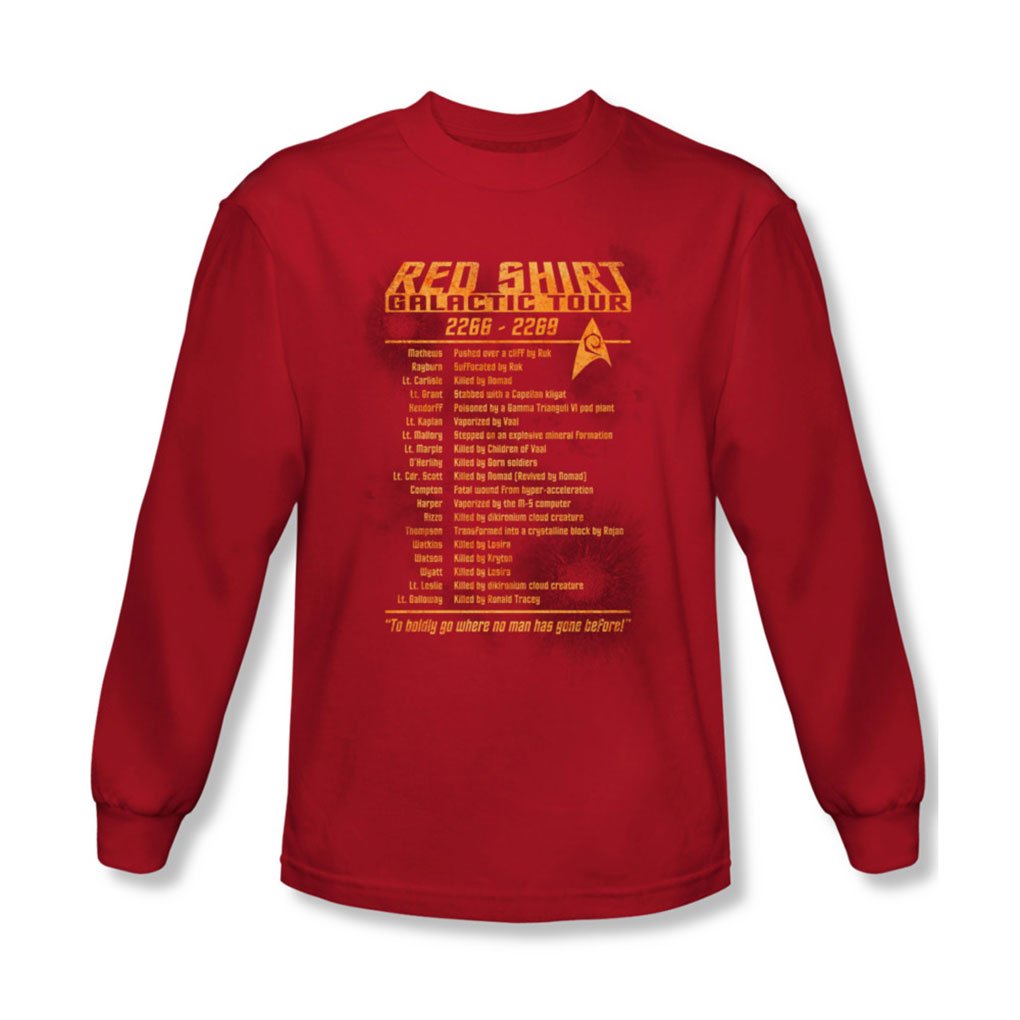 Star Trek Men's Red Long Sleeve T-Shirt - Official Licensed Crew Uniform for Cosplay, Halloween Costume & Sci-Fi Fans - Comfortable Cotton Shirt for Daily Wear & Star Trek Events