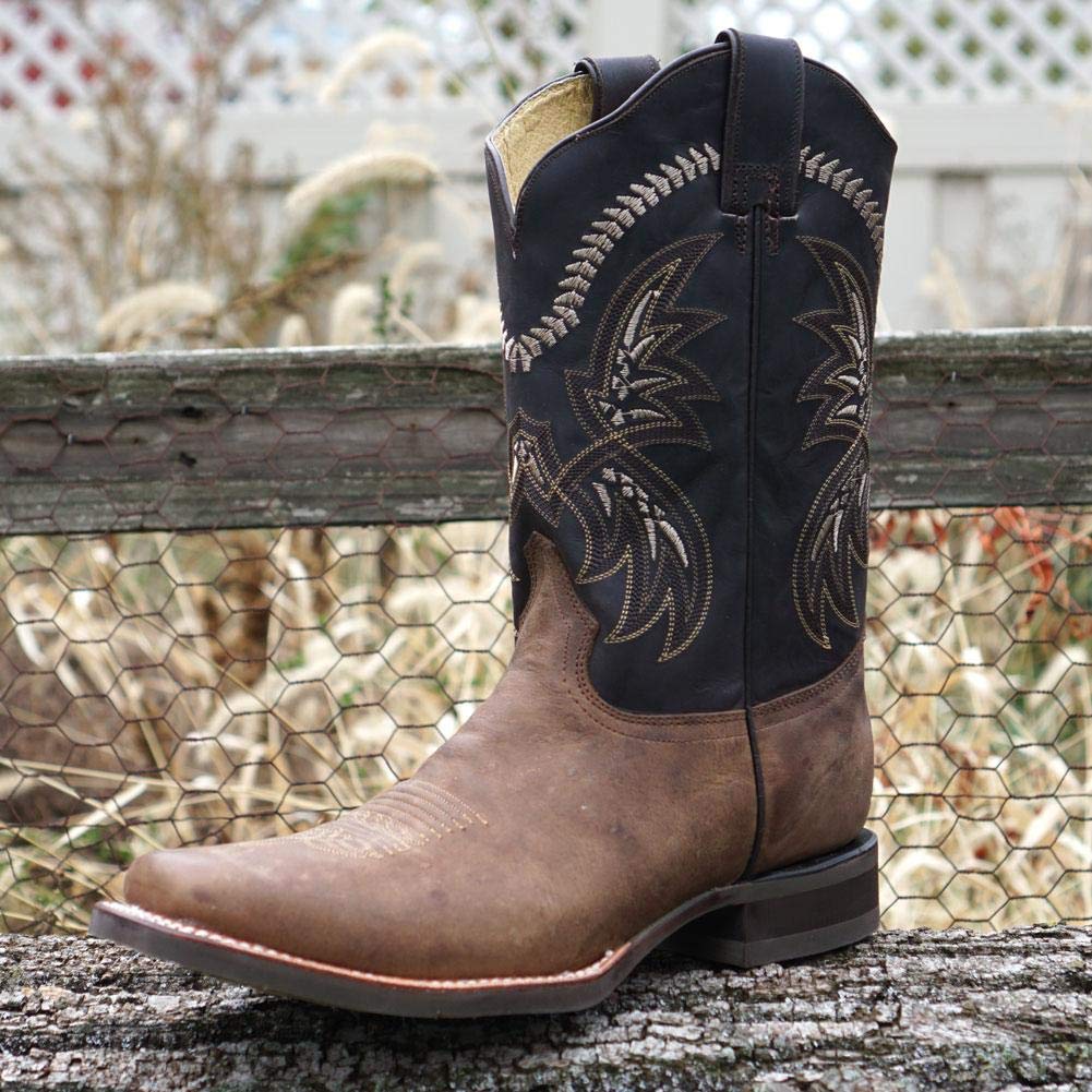 **Soto Boots Men's Square Toe Cowboy Boots - Genuine Leather Western Boots for Men (H4002) - Perfect for Rodeo, Country Dancing & Casual Wear**