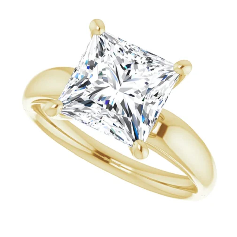 10K Solid Yellow Gold Handmade Engagement Ring - 2 CT Princess Cut Moissanite Diamond Solitaire Wedding Band for Women - Perfect for Proposals, Anniversaries & Bridal Jewelry Gifts