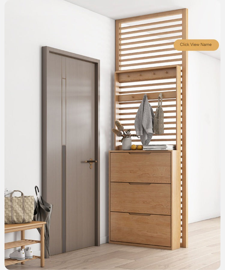 Solid Wood Shoe Cabinet - Thin Oak & Poplar Entryway Storage Organizer for Home, Porch, and Doorway | Perfect for Small Spaces & Clutter-Free Entry