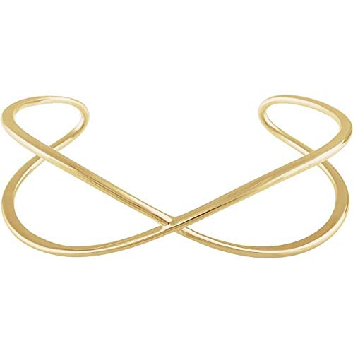 14K Yellow Gold Criss-Cross Cuff Bracelet 7