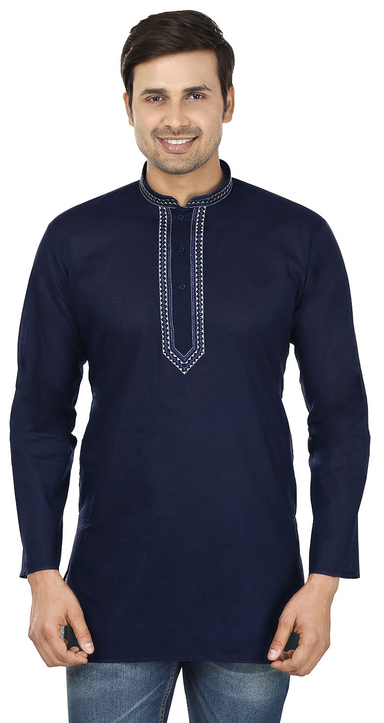 Premium Maple Clothing Cambric Cotton Men's Short Kurta Shirt - Traditional Indian Ethnic Wear for Casual & Festive Occasions