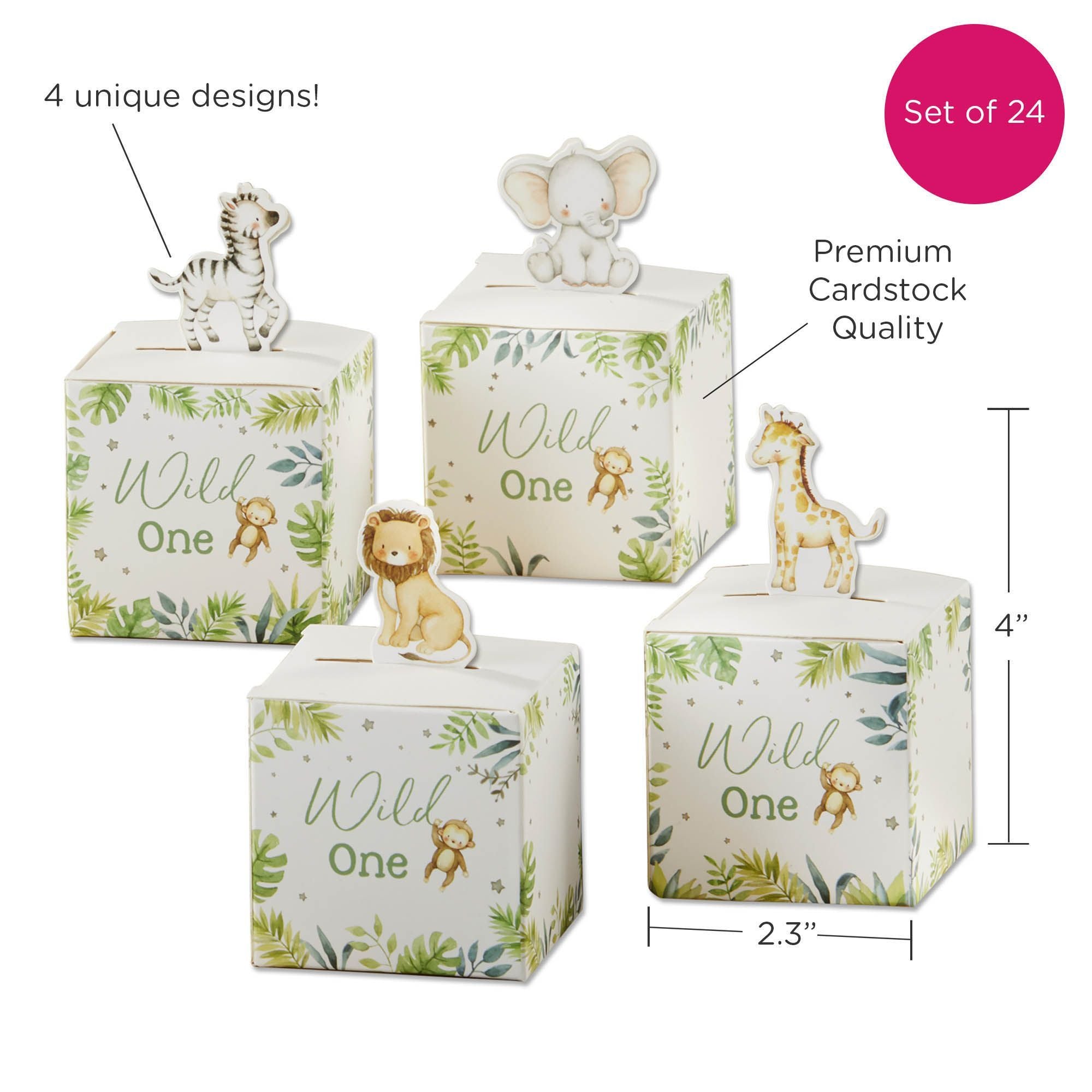 Safari Baby Shower Favor Boxes - Set of 24 Jungle Theme Party Favors for Baby Showers, Birthdays & Gender Reveals - Perfect for Decorations, Gifts & Thank You Favors