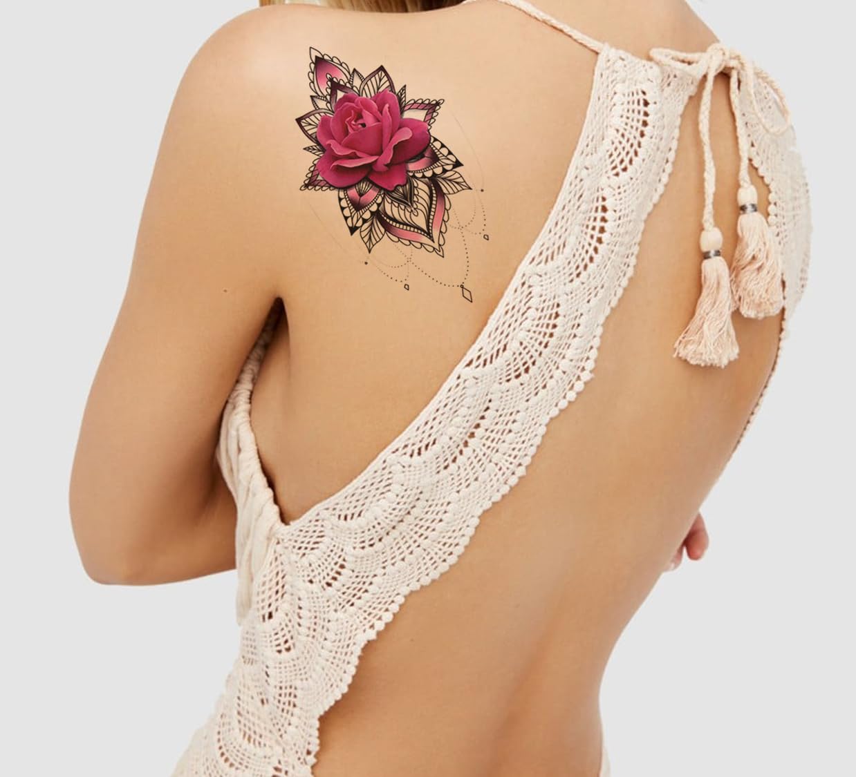 Realistic 3D Temporary Tattoo Stickers for Adults - Waterproof Fake Tattoos for Men & Women, Boys & Girls - Flowers, Butterflies, Stars & Dark Desire Designs (21x15cm) - Perfect for Parties, Halloween, Cosplay & Honeymoon