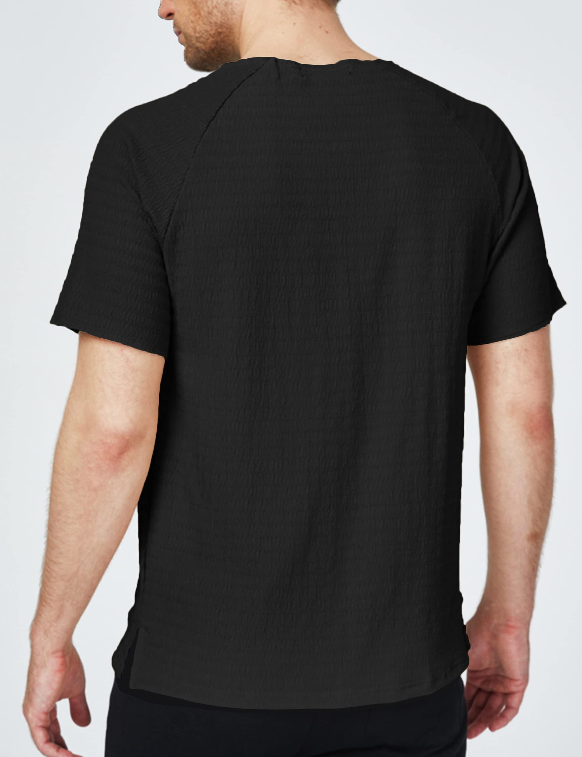 SSLR Men's Henley Shirts | Summer Crewneck Waffle Knit Short Sleeve T-Shirts for Casual Wear & Outdoor Activities