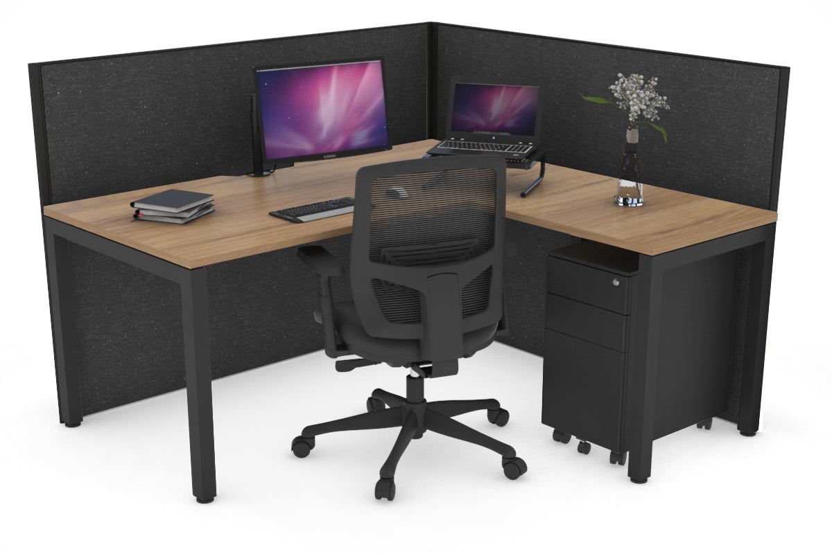 Horizon Quadro Square Legs L-Shaped Corner Office Desk - 1400L x 1800W with Cable Management | Modern Home Office Furniture for Small Spaces & Workstations