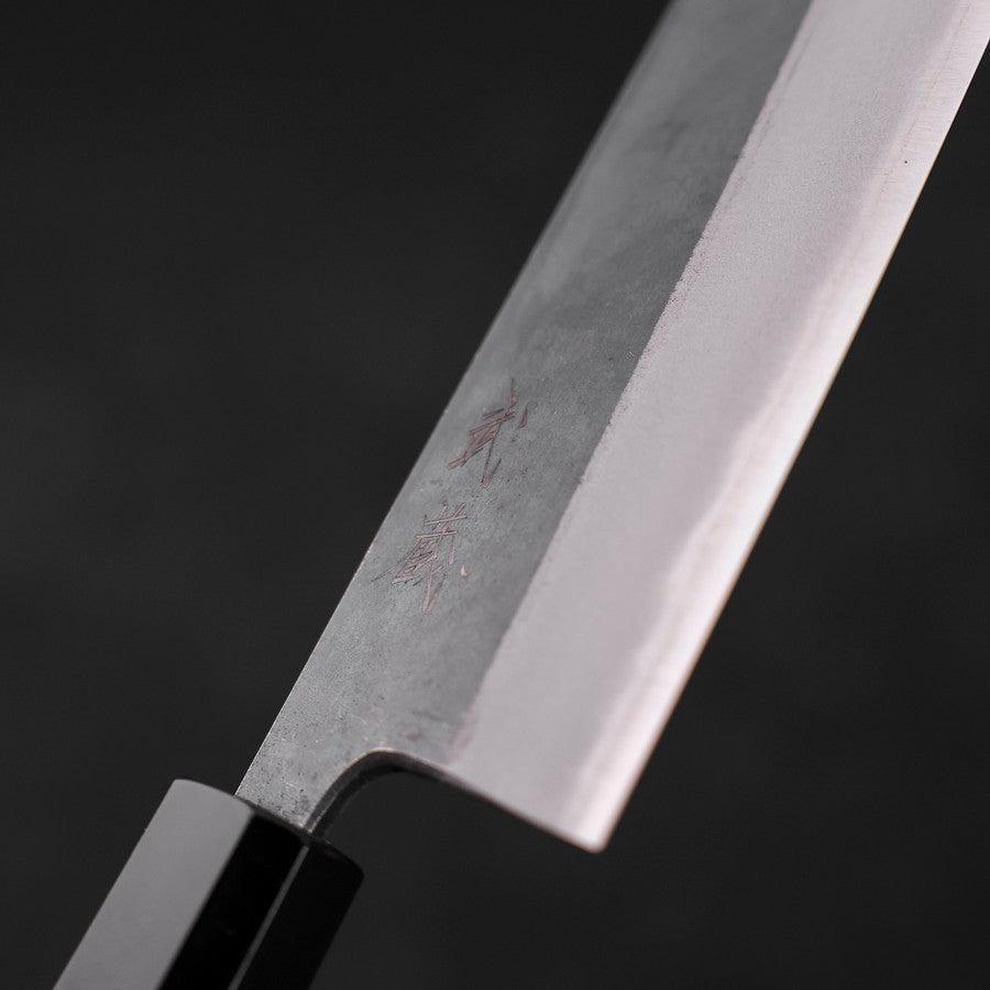 Premium Santoku Knife 165mm - Blue Steel #2 Kurouchi Finish with Buffalo Teak Handle - Perfect for Sushi, Vegetables & Meat Cutting - Professional Japanese Kitchen Knife