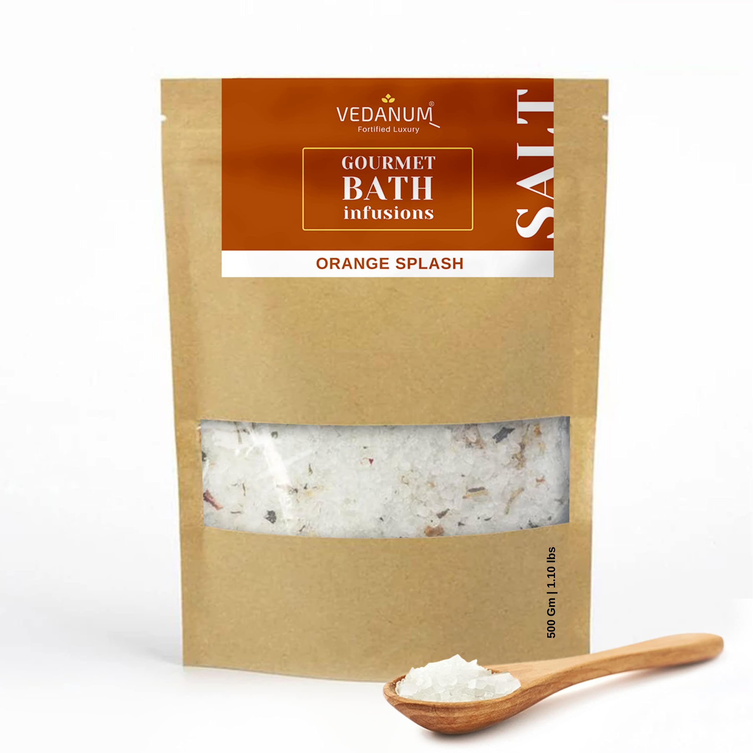 Vedanum Gourmet Aromatherapy Bath Salt with Pure Epsom Salt, Himalayan Pink Salt & Orange Peel - Muscle Relief, Acne Treatment, Pain Relief & Relaxation | Spa, Foot Soak, Stress Relief & Sleep Aid for Home Wellness