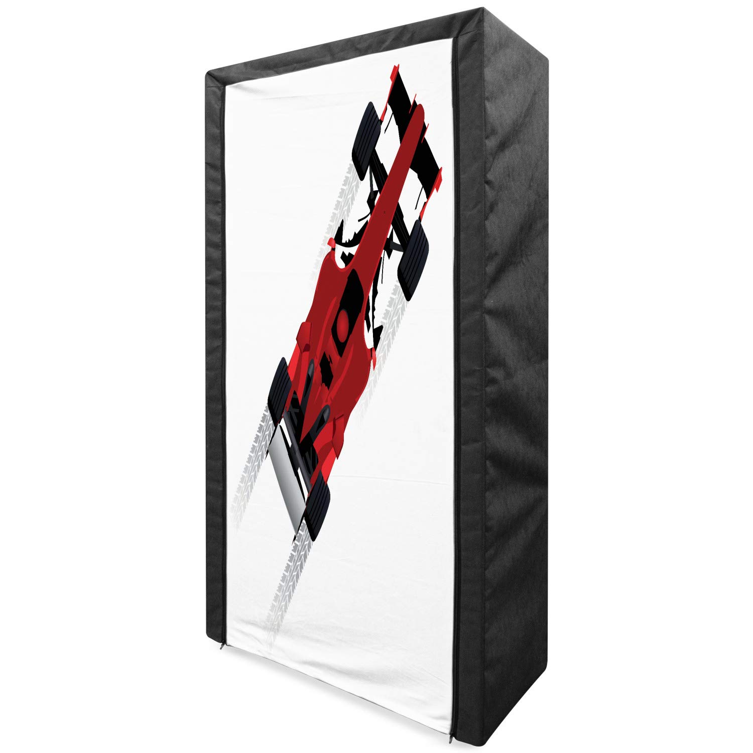 Ambesonne Portable Fabric Wardrobe with Shelves - Formula Car Design for Fast Performance Rally, 33.5