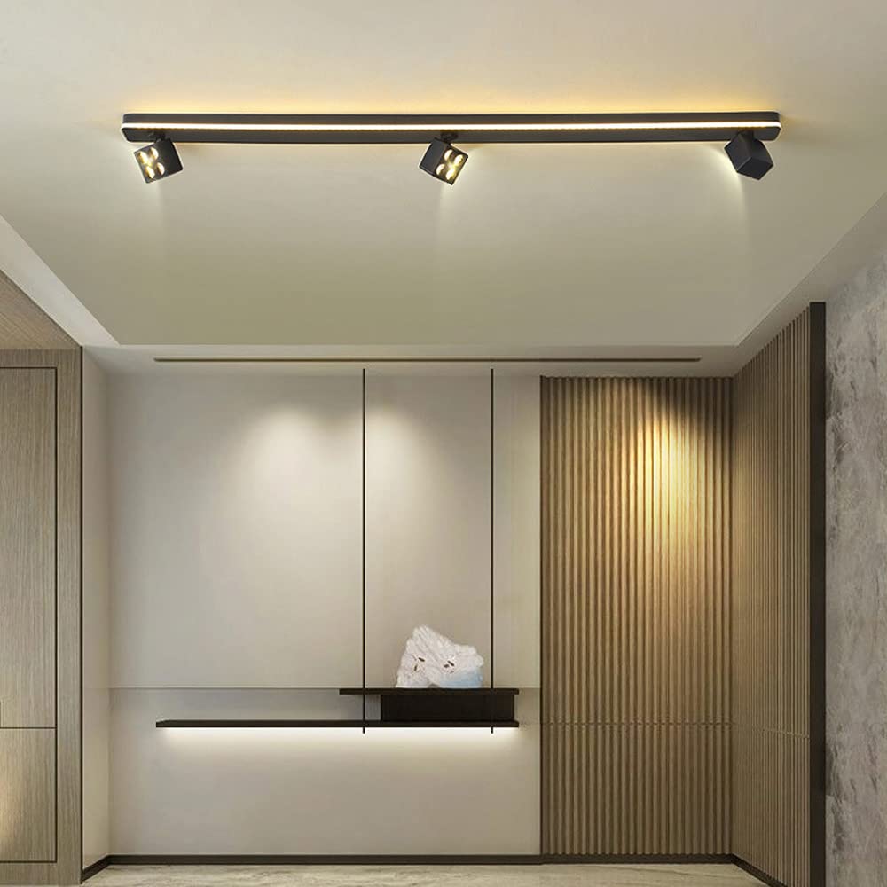 3-Way Fixed Track Light LED Ceiling Spotlight - Adjustable Surface Mounted Accent Lighting for Indoor Use - Directional Swivel Spotlights for Ceiling/Wall - Perfect for Kitchen, Corridor, Gallery & Retail Display Lighting